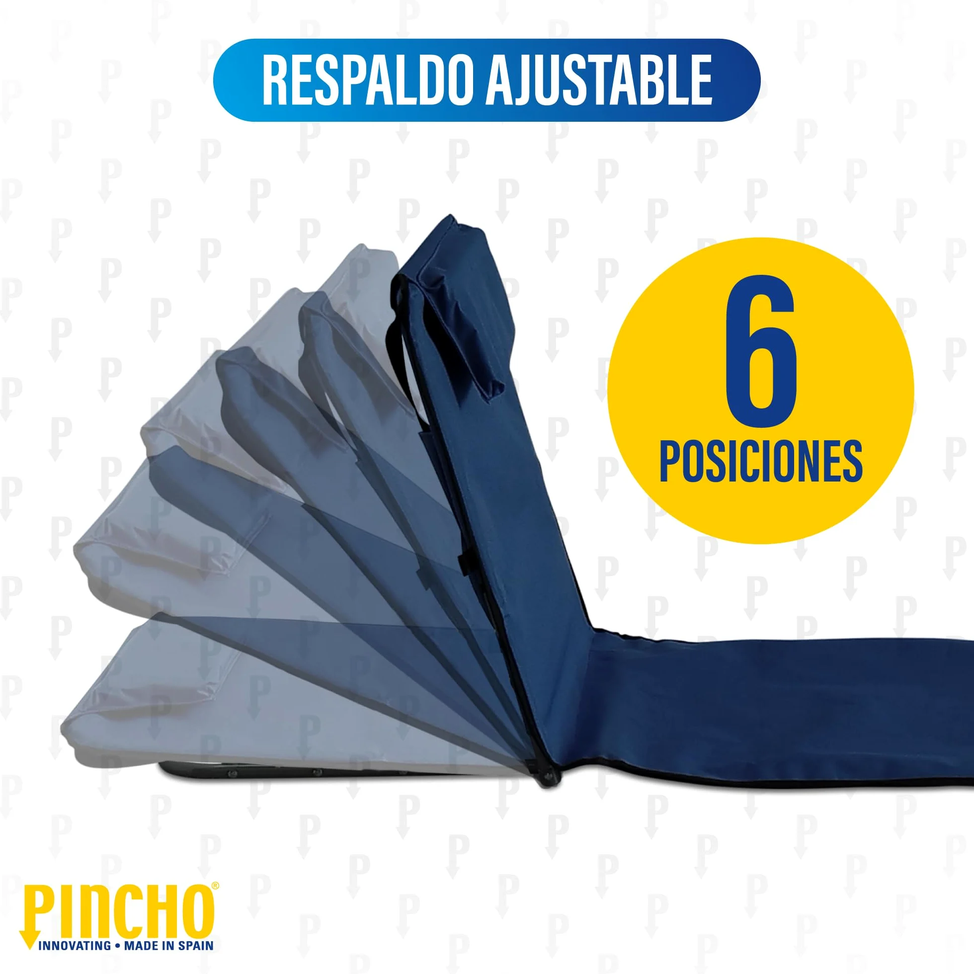 Pincho Esterilla de Playa Plegable con Respaldo Ajustable – Tumbona Portátil Ligera para Camping, Jardín y Piscina – Alfombra de Playa con Respaldo Ergonómico y Fácil Transporte (Marino)