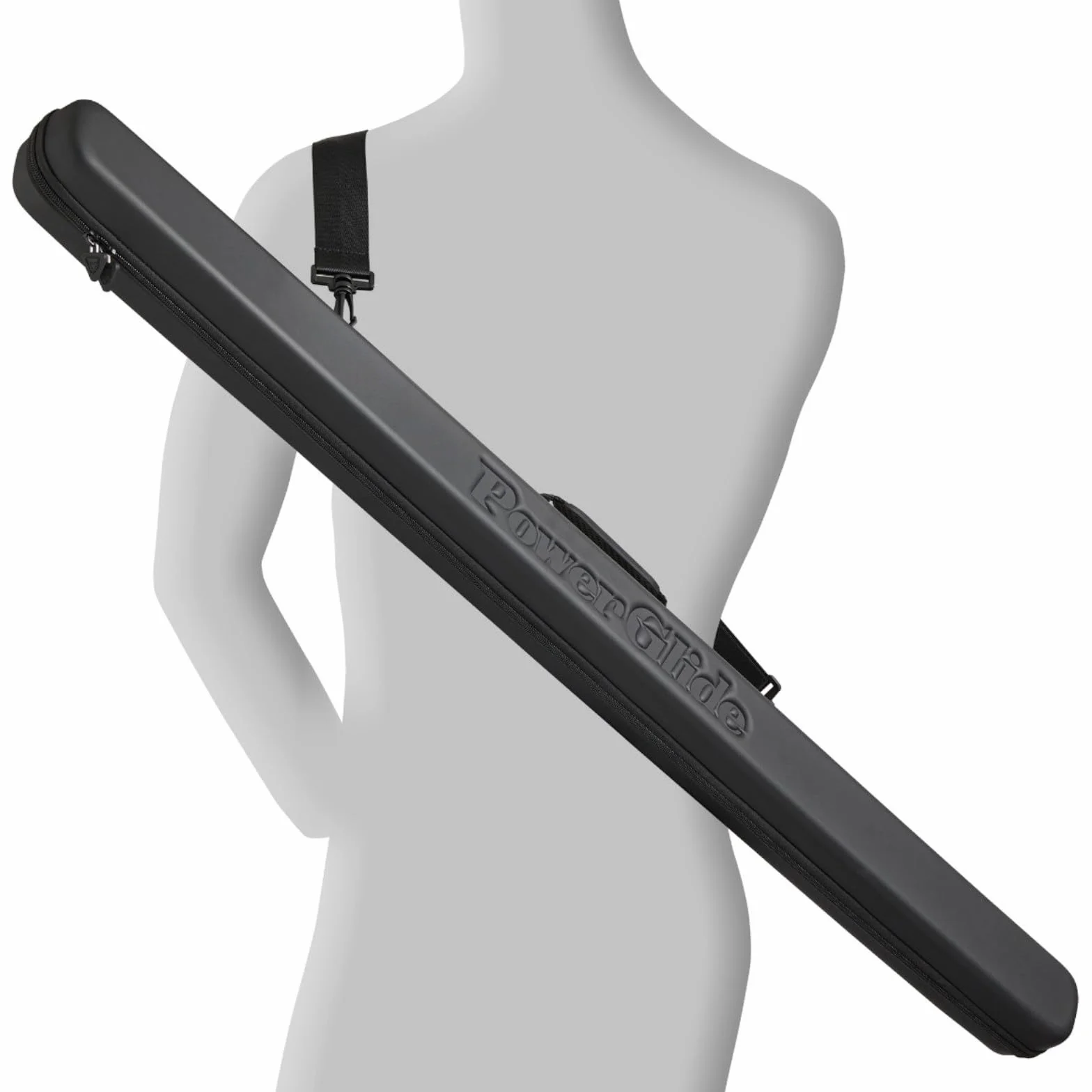 POWERGLIDE Snooker Pool Billiard Cue Case Svartur EVA Handle Shoulder Strap Protective Foam Interior 2-Piece