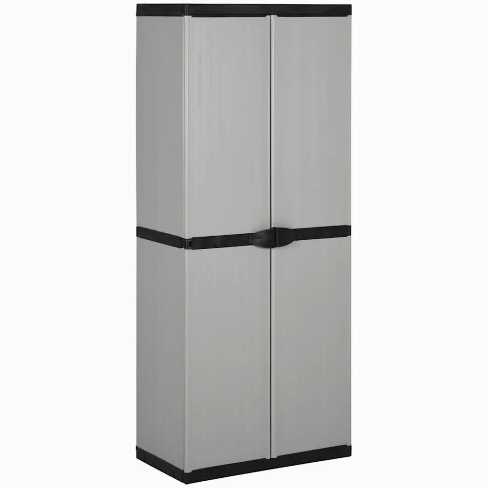 vidaXL Armario de Jardín con 3 Estantes Suministros Domésticos Herramientas Almacenamiento Patio Terraza Balcón Exterior Gris y Negro 68x40x168 cm