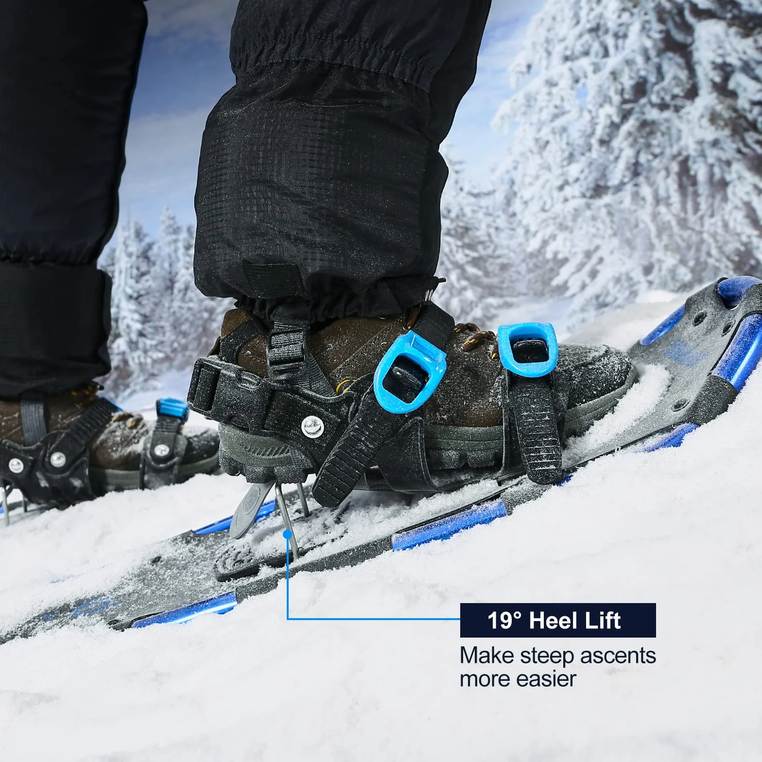 Odoland Raquetas de Nieve Juego 4 en 1 Ajustables con Bastones de Trekking Impermeables