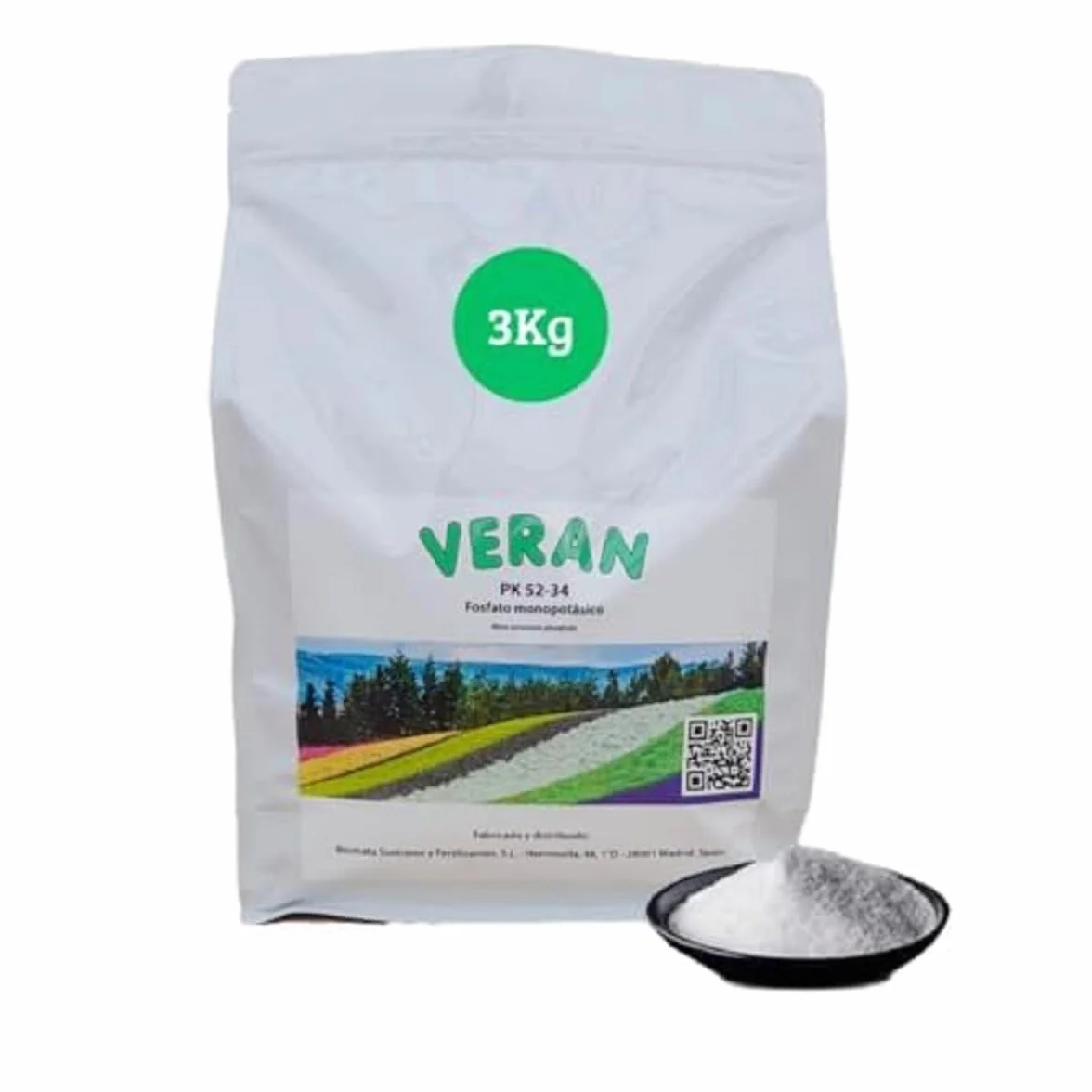 VERAN | Fertilizante de Fosforo y Potasio para Flores, Citricos y Huerto 3Kg | PK 52-34 | Estimula el Crecimiento y el Florecimiento Hidrosoluble | Fertilizante con Fosforo y Potasio