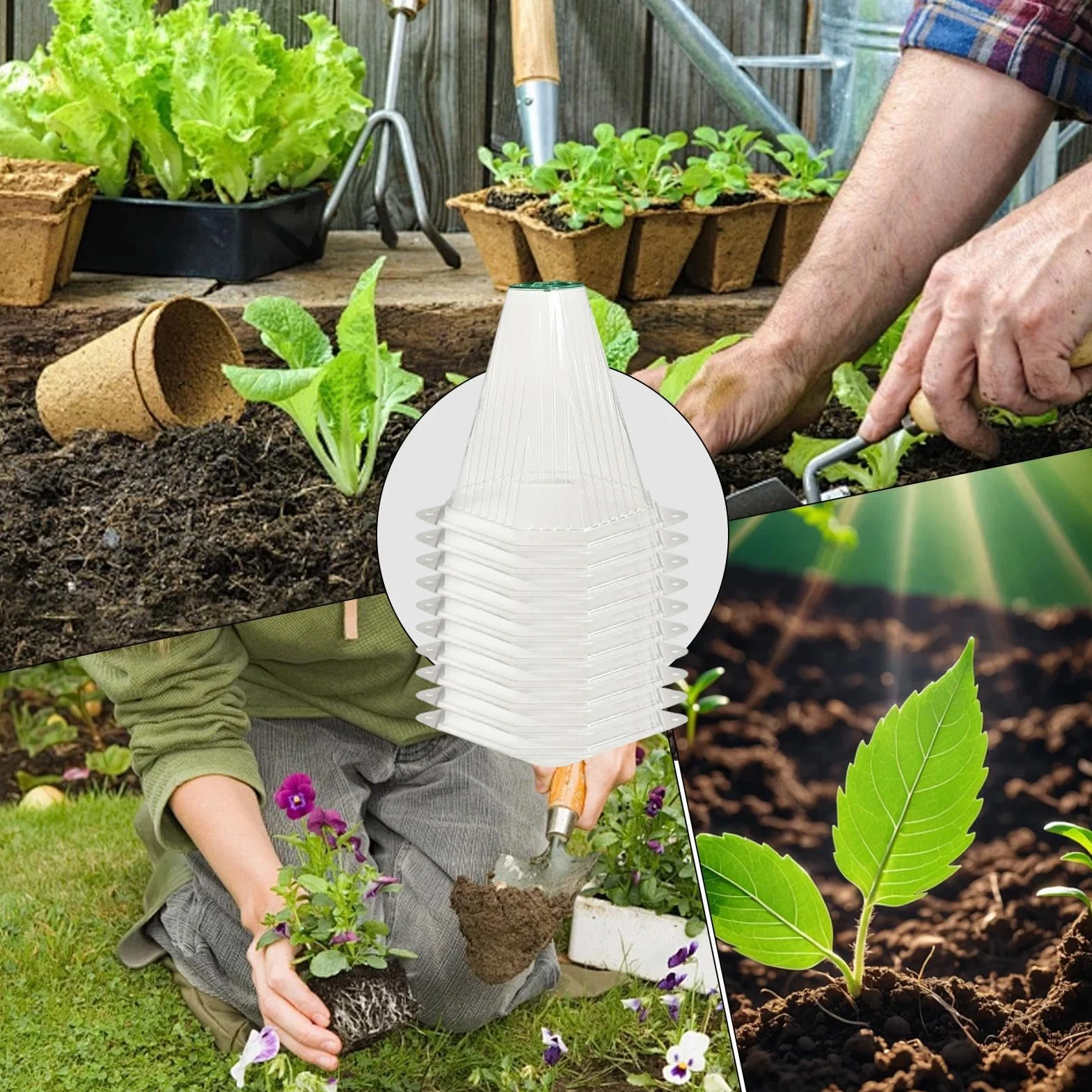 Garden Cloche Dome, Transparent Plant Cover, Small Greenhouse Dome, Outdoor Plant Cover, Antifreeze Plant Protector, Frost Protection Cover, Garden Slug Shield, 16.8x17.8x19cm/6.61x7.01x7.48 inches