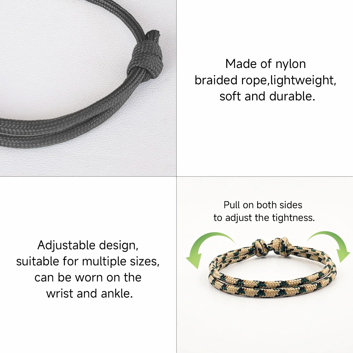 Pulsera de Paracord Ajustable Multifunción Nailon para Camping Montañismo