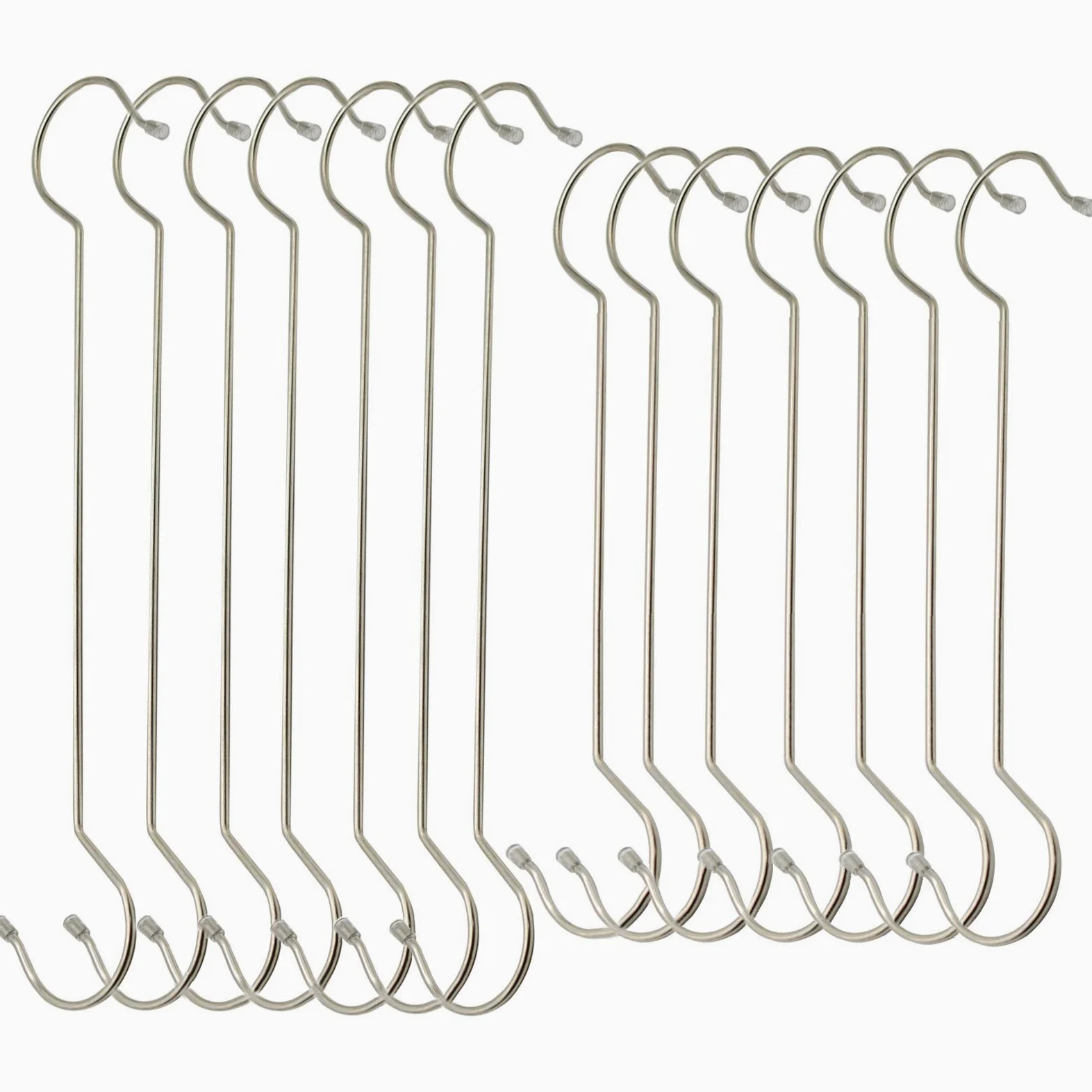 Maydahui 14 ganchos extralargos en forma de S (7 piezas de 16 pulgadas + 7 piezas de 12 pulgadas) para colgar plantas, ganchos plateados de acero inoxidable para utensilios de cocina, pérgola,