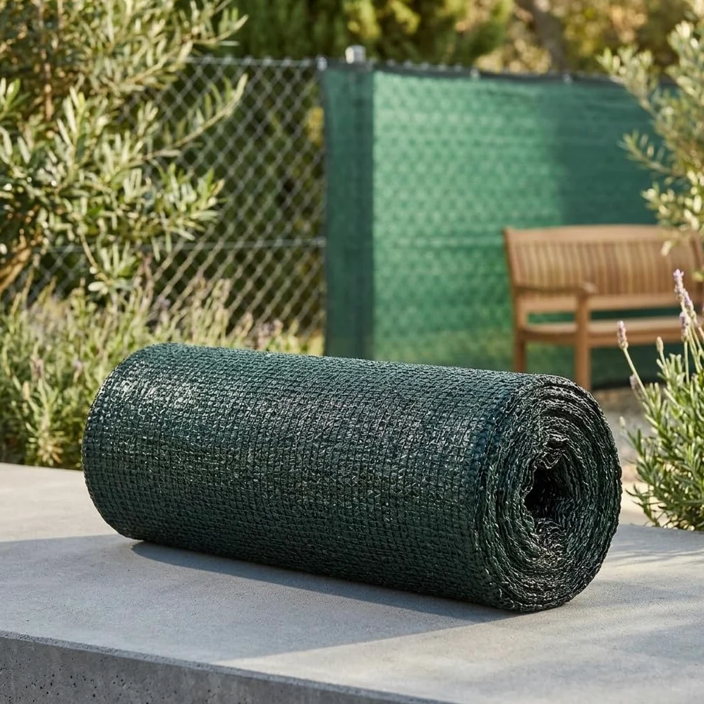 Suinga Malla de Sombreo Ocultacion 1 x 50 Metros Verde Oscuro | Ocultacion 100% para Terrazas, Jardines y Parcelas | Privacidad Total y Proteccion Solar Exterior
