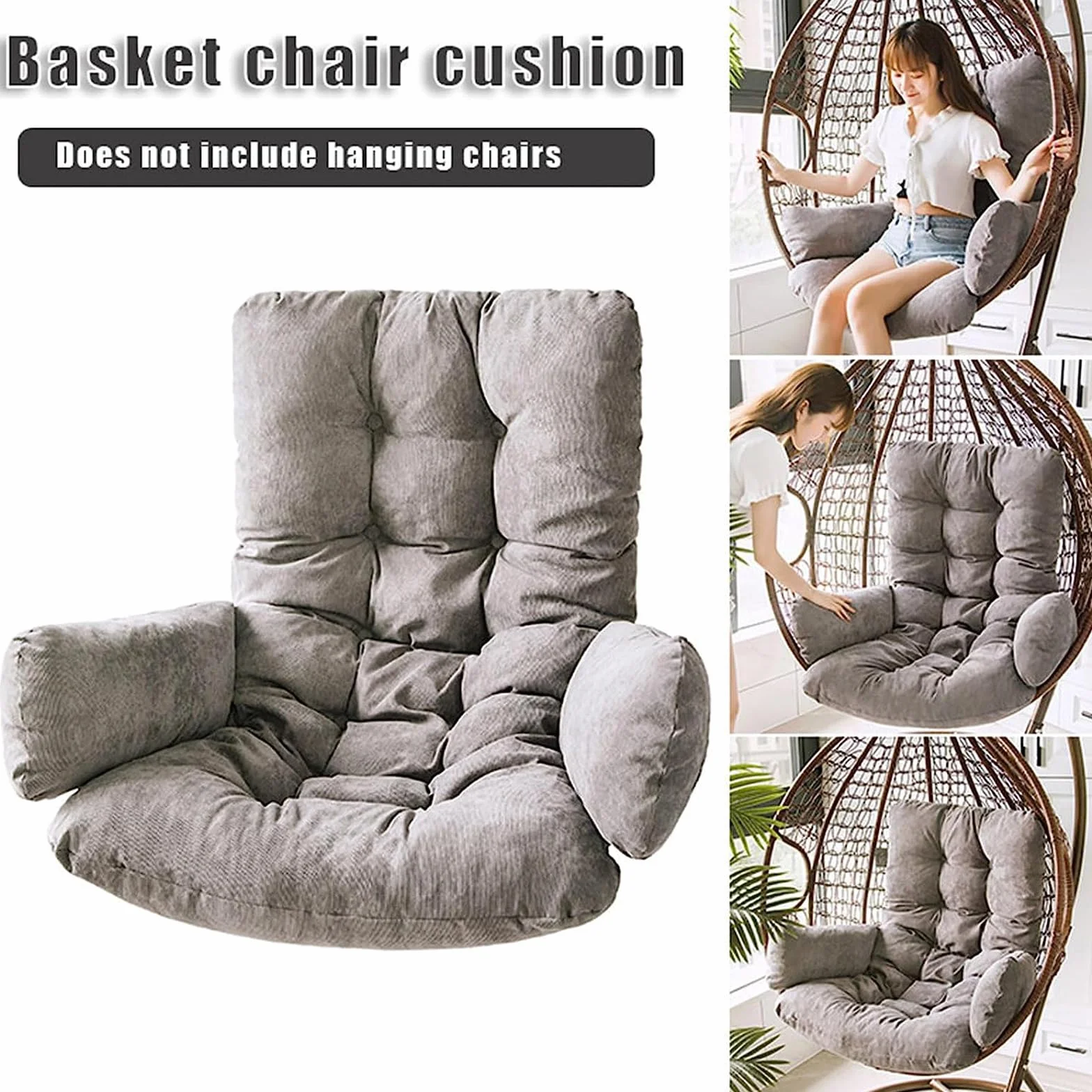 Cojín de Repuesto para Silla de Huevo, cojín de Asiento de Cesta Colgante,Cojín para Silla de Columpio, cojín Suave para Colgar en el Respaldo de la Silla de Huevo, Estilo extraíble