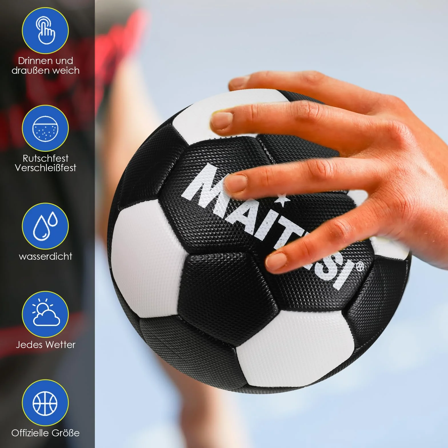 Balón de balonmano Poliuretano 25 cm Negro 1 unidad