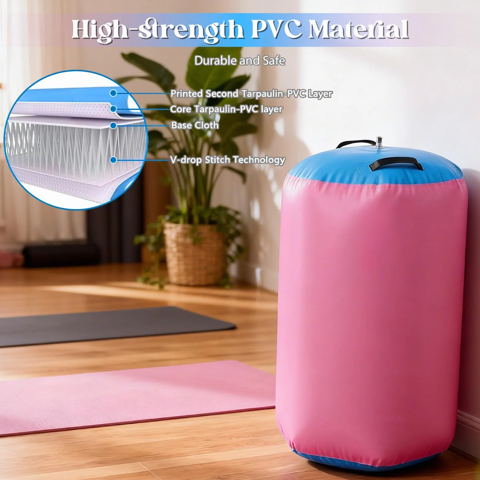Rollo de aire inflable de PVC para yoga fitness con bomba
