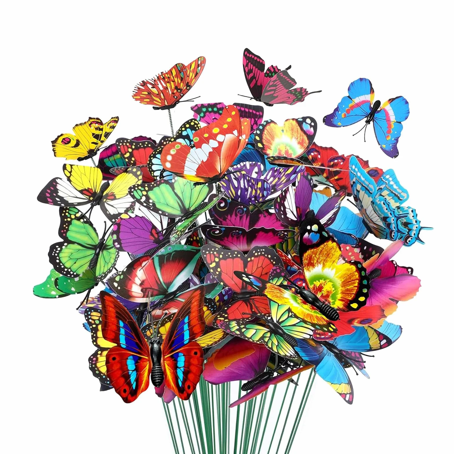 50 Piezas Estacas de Mariposas de Jardín, Estacas de Mariposa Impermeables, Mariposa Coloridas Alfileres de Flores para Exteriores Patio Plantador Maceta Primaver Jardín Decoración