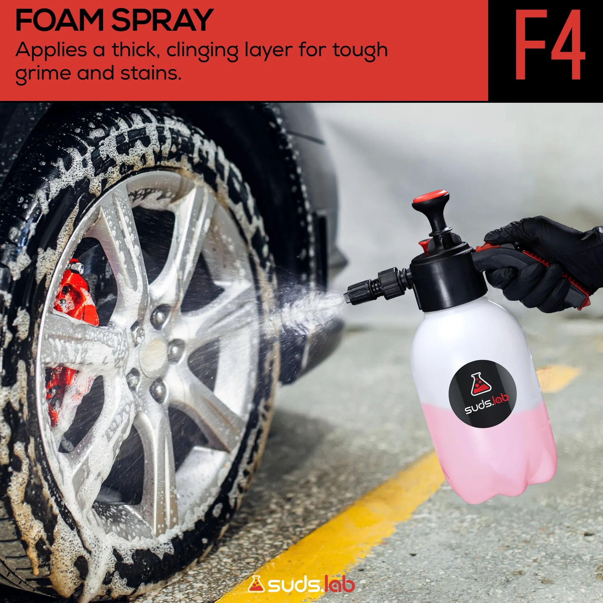Suds Lab F4 - Pulverizador de bomba de espuma, para el hogar, el jardín y el coche (botella de 70 onzas)