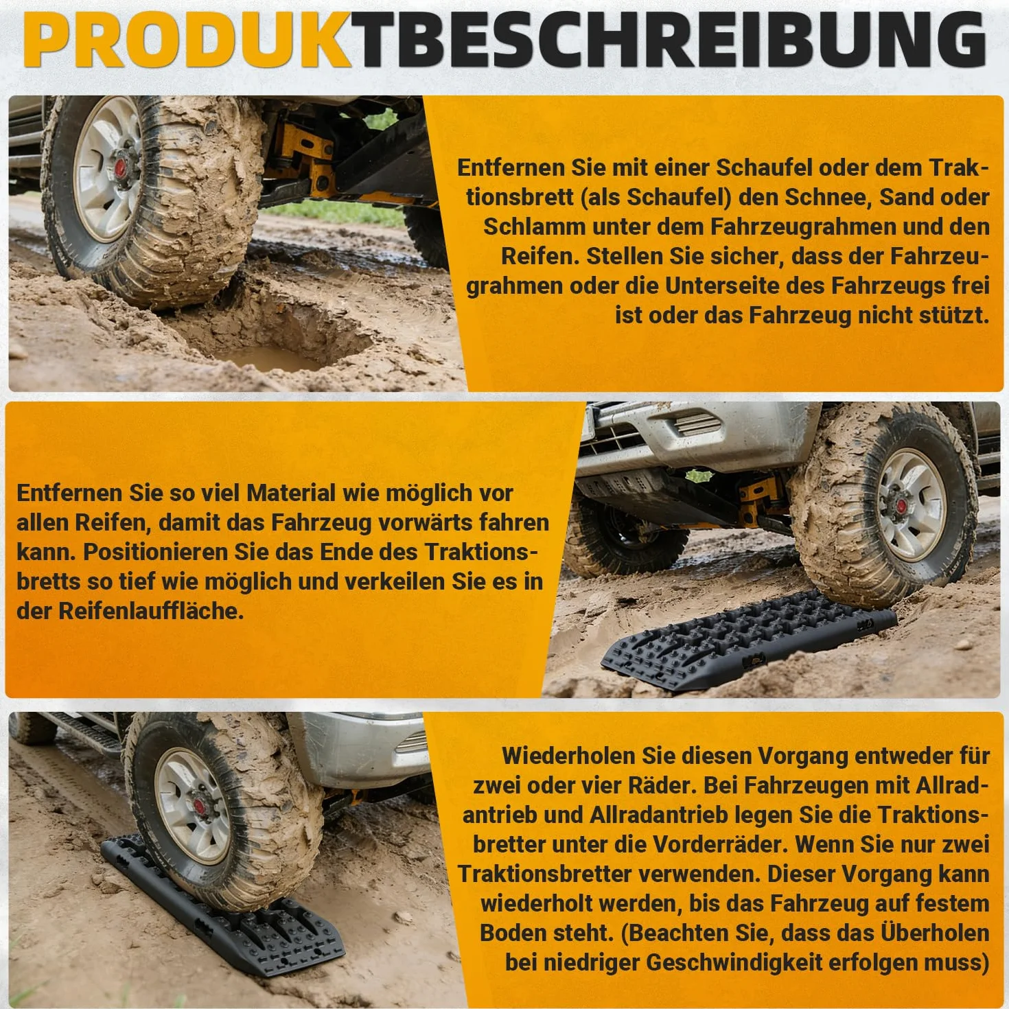 Gimisgu 2 placas de arena Offroad de plástico, ayuda de arranque, tabla de recuperación 10T para todoterrenos