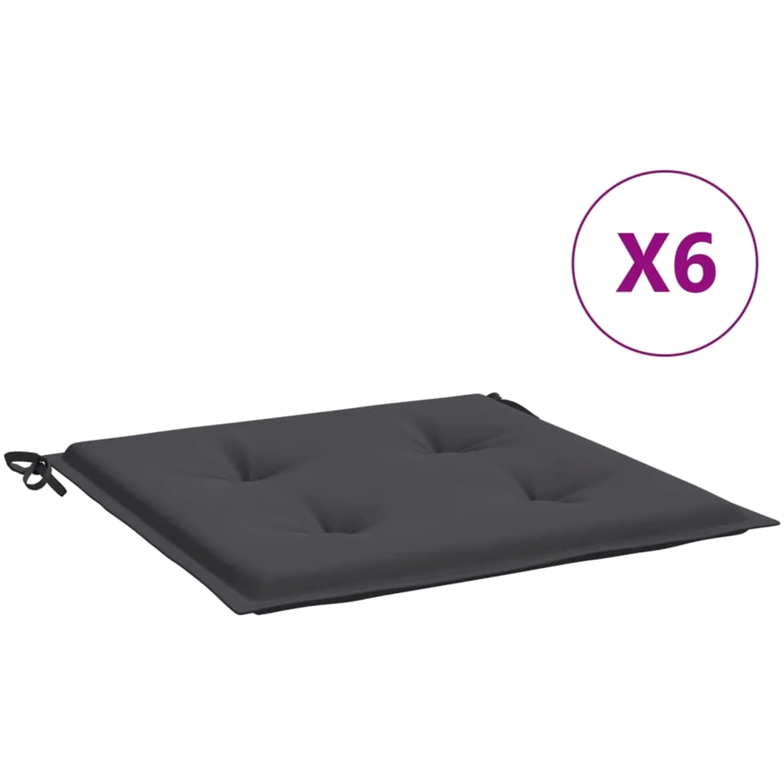 LAPOOH Cojines sillas de jardín 6 uds Tela Oxford Antracita 40x40x3 cm, Cojines para Butacas De Jardin, Cojines Sillas Cocina, Cojines para Sillas De Terraza, Cojin Silla Exterior