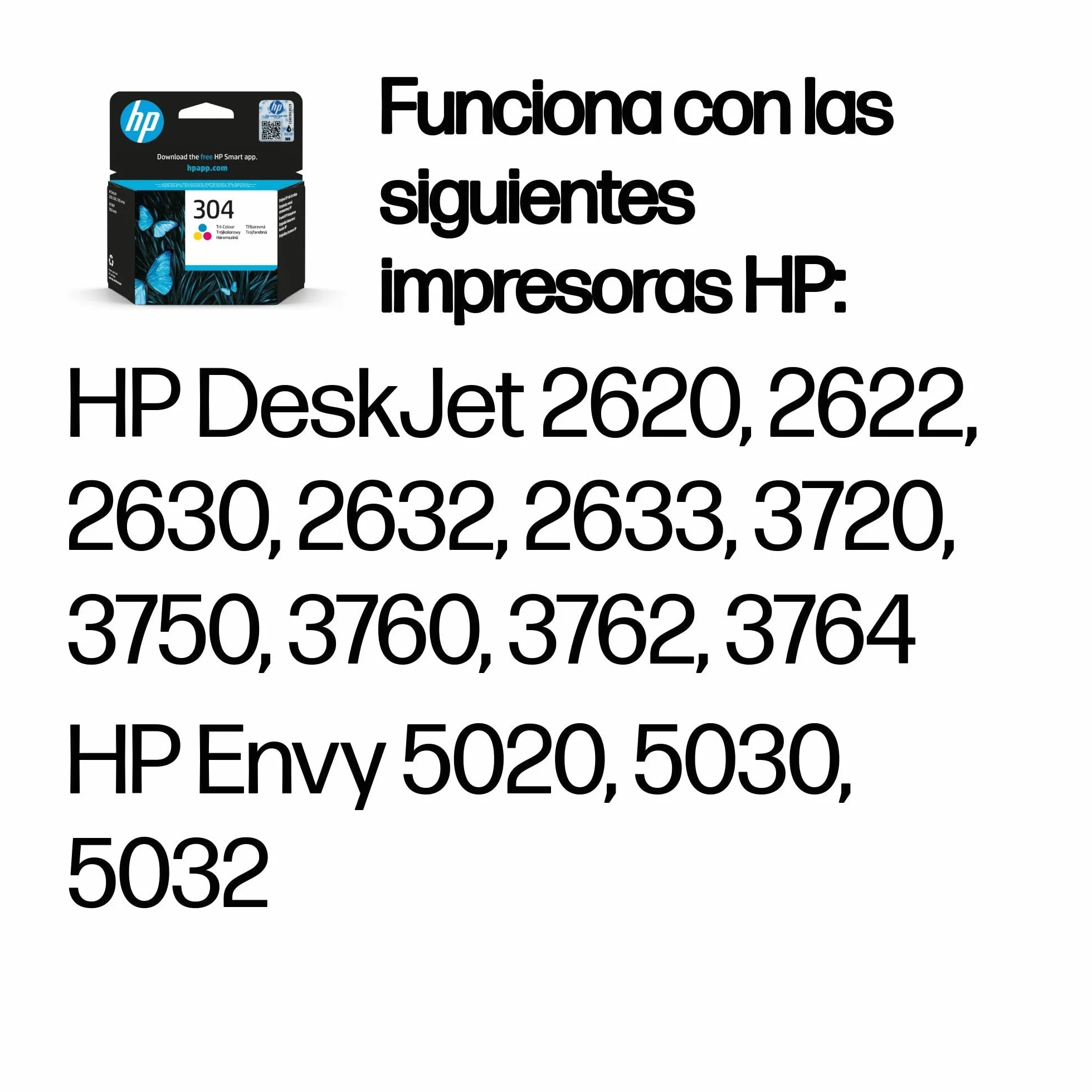 HP 304 N9K05AE Cartucho de Tinta Original Tricolor para HP DeskJet 2620 2630 3720 3730 3750 3760 Envy 5010 5020 5030