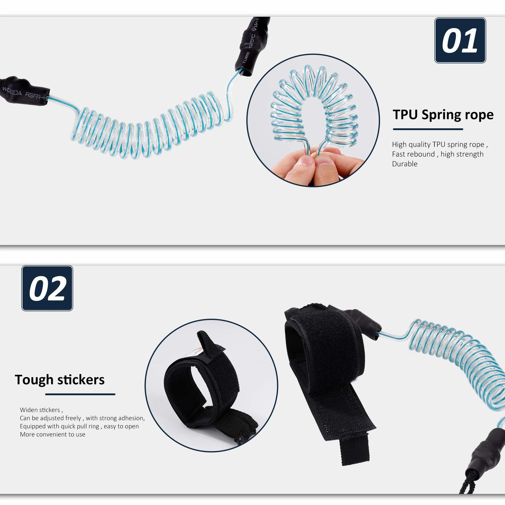 Espiral Ajustable Leash de Surf Sup 5 pies para Tablas Cortas Negro