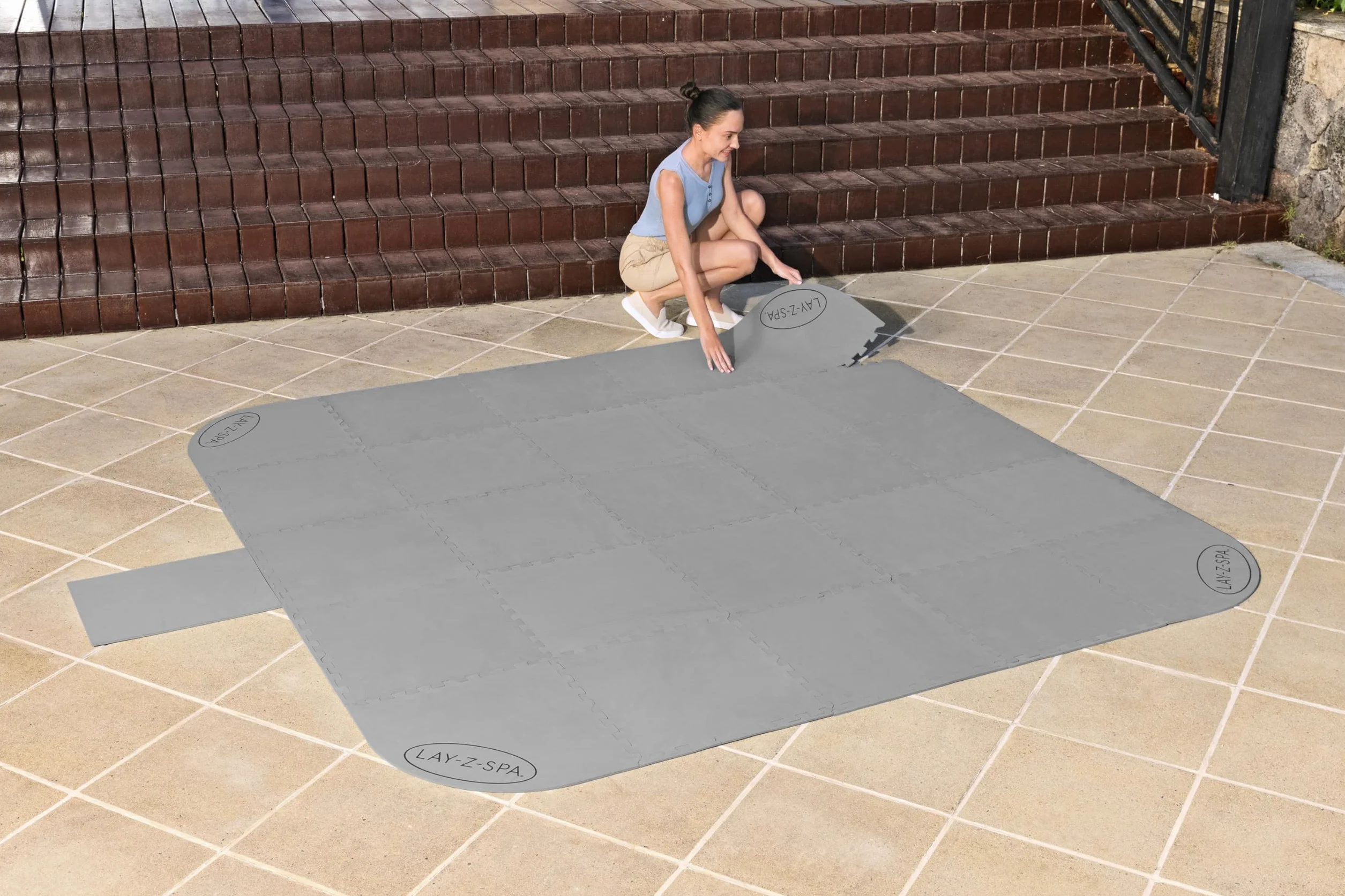 BESTWAY Protector de Suelo y Patio para Jacuzzi Lay-Z-SPA 196x196 cm Gris