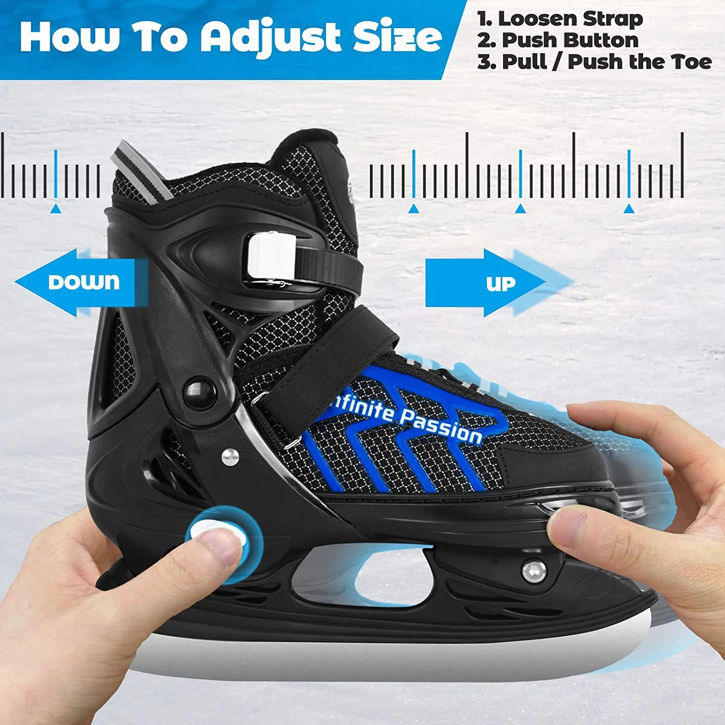 Nattork Patines de Hielo Ajustables para niños, Soporte Reforzado Tobillo Hockey