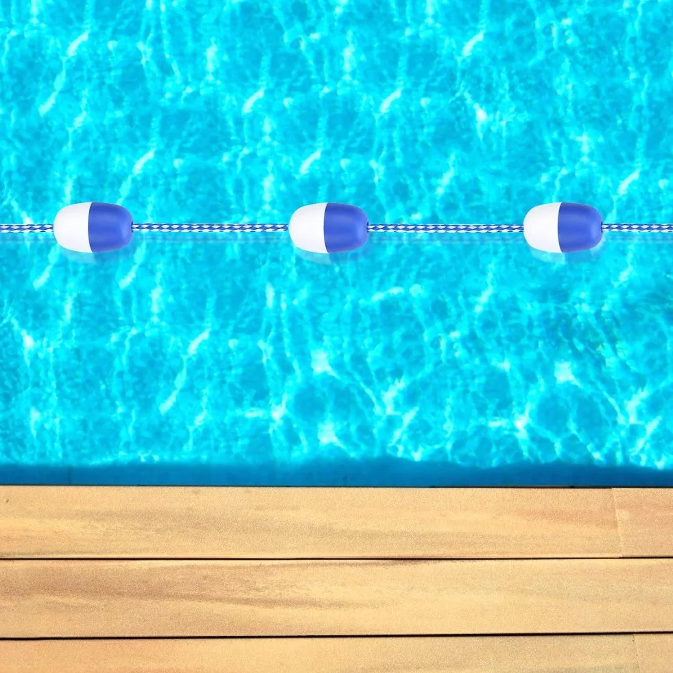 Cuerda Divisoria de Seguridad para Piscina 5m con 11 Boyas Flotantes - Separador de Carriles de Nailon con Ganchos para Zonas Peligrosas o Entrenamiento