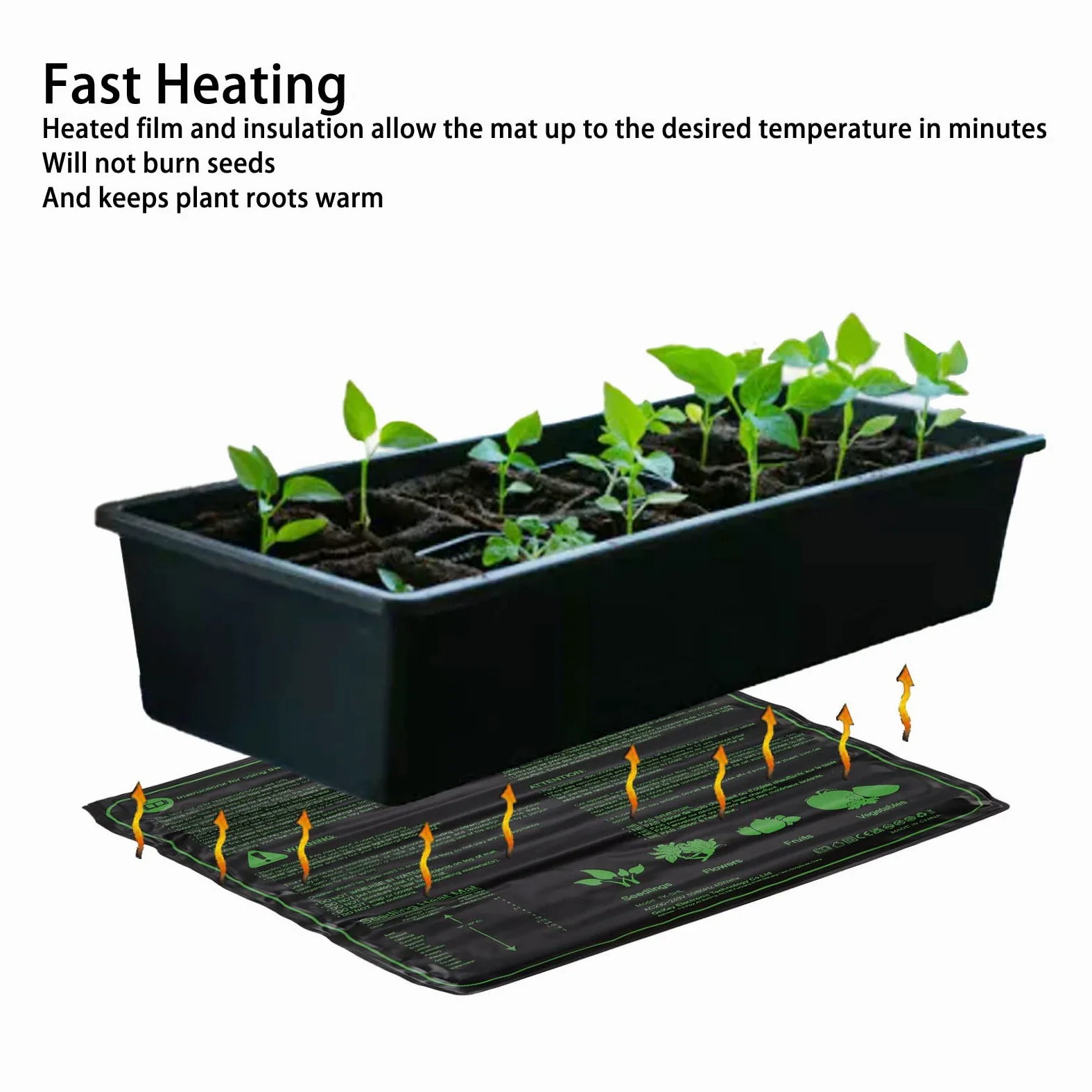 Alfombrilla térmica impermeable 50x50cm para plántulas, almohadilla calefactora hidropónica para plantas