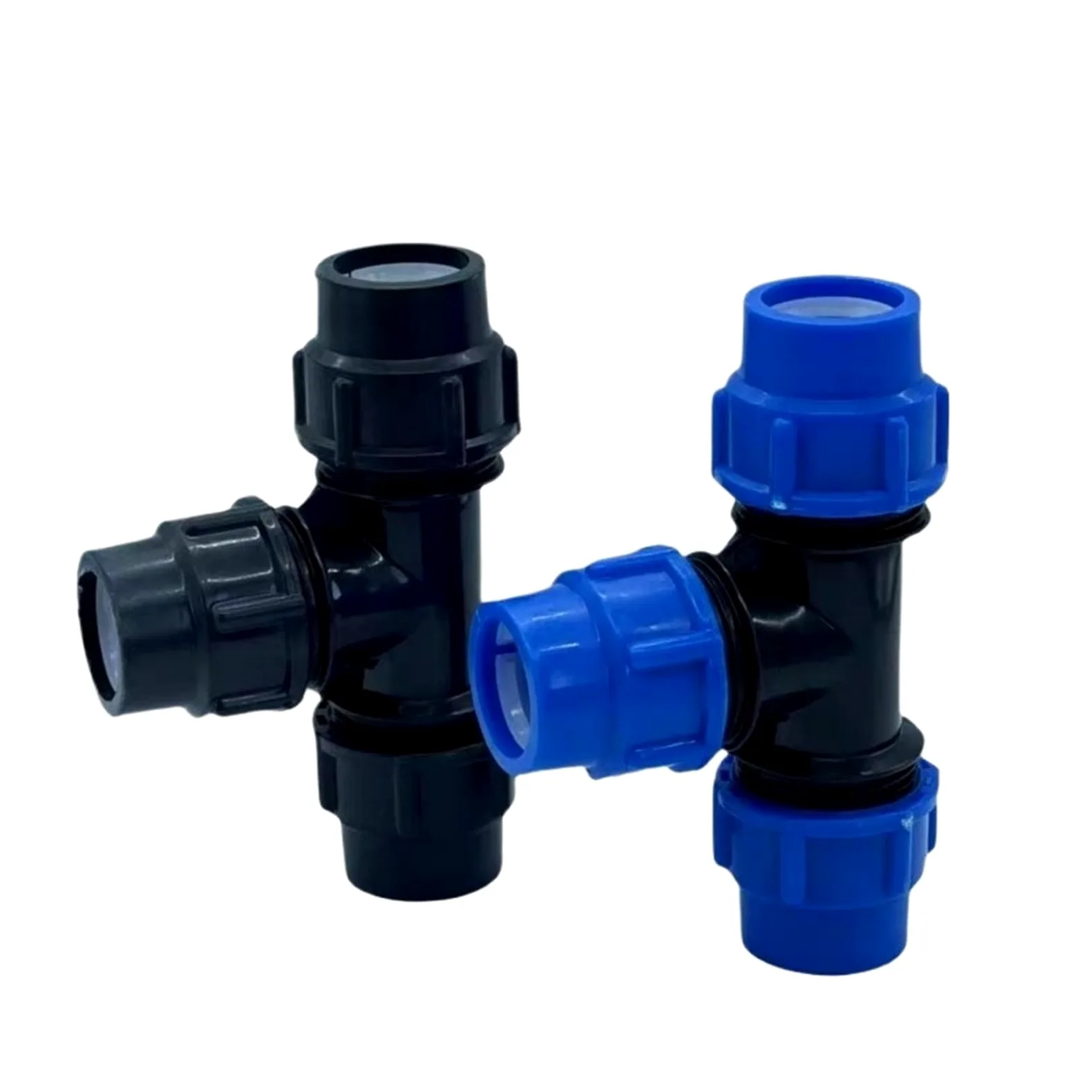 Accesorios de tubería de PE, conectores rápidos de tres vías for grifo, conectores de tubo de plástico de 16/20/25/32/40/50/63 mm for riego con agua corriente.(Black,63mm)