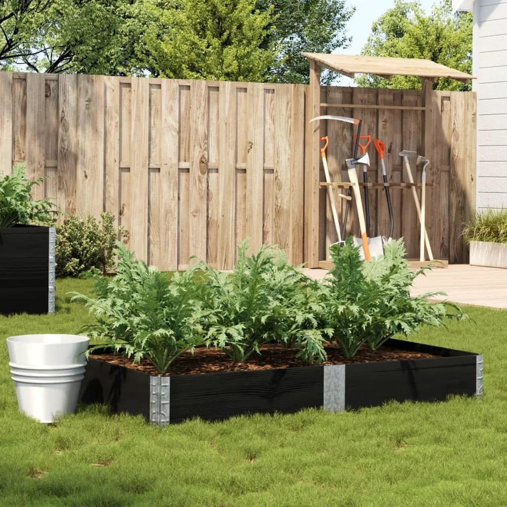 Macetero negro de madera maciza de pino 150 x 100 cm, plegable y apilable, resistente a la intemperie, para balcón, terraza, jardín, ideal para verduras, hierbas y flores