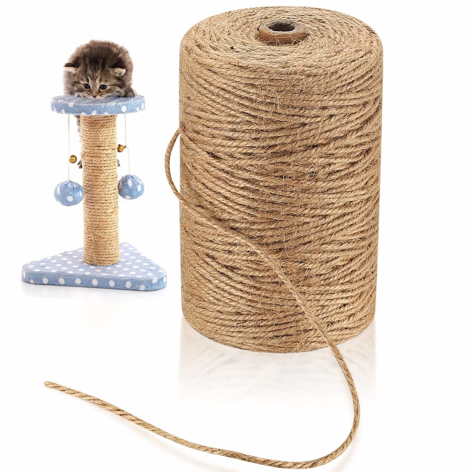 Cuerda de Yute, 3mm x 200m Cuerda de Cáñamo Natural, Rollo de Corde Yute para Embalaje, Decoración, Jardinería, Fotos, Regalos, Manualidades