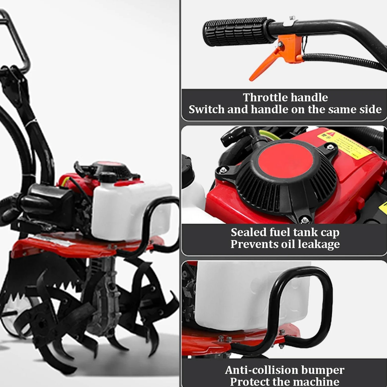 Motocultor De 4 Tiempos Para Jardín, Cultivador De Césped, Motocultor, Herramienta De Labranza a Gasolina: Ideal Para Jardín, Césped, Cultivo De Tierra, Desherbador Y Excavación.