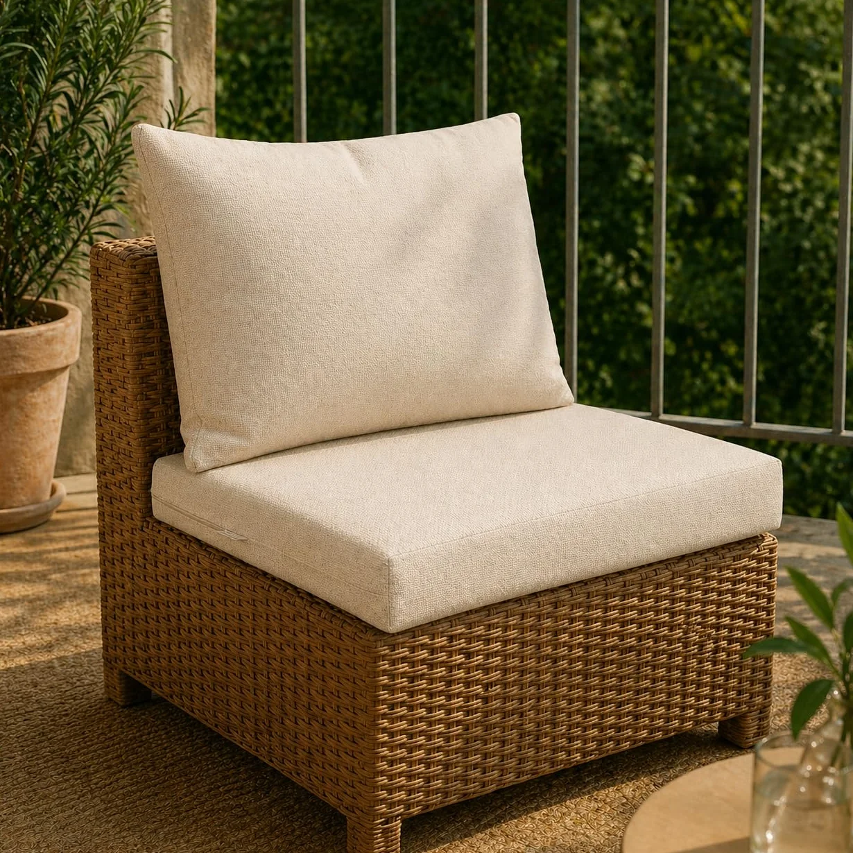 chilly pilley® Cojines para Muebles De Ratán, Cojines De Jardín, Respaldos, Muchos Tamaños Y Muchos Colores 50x40, Crema