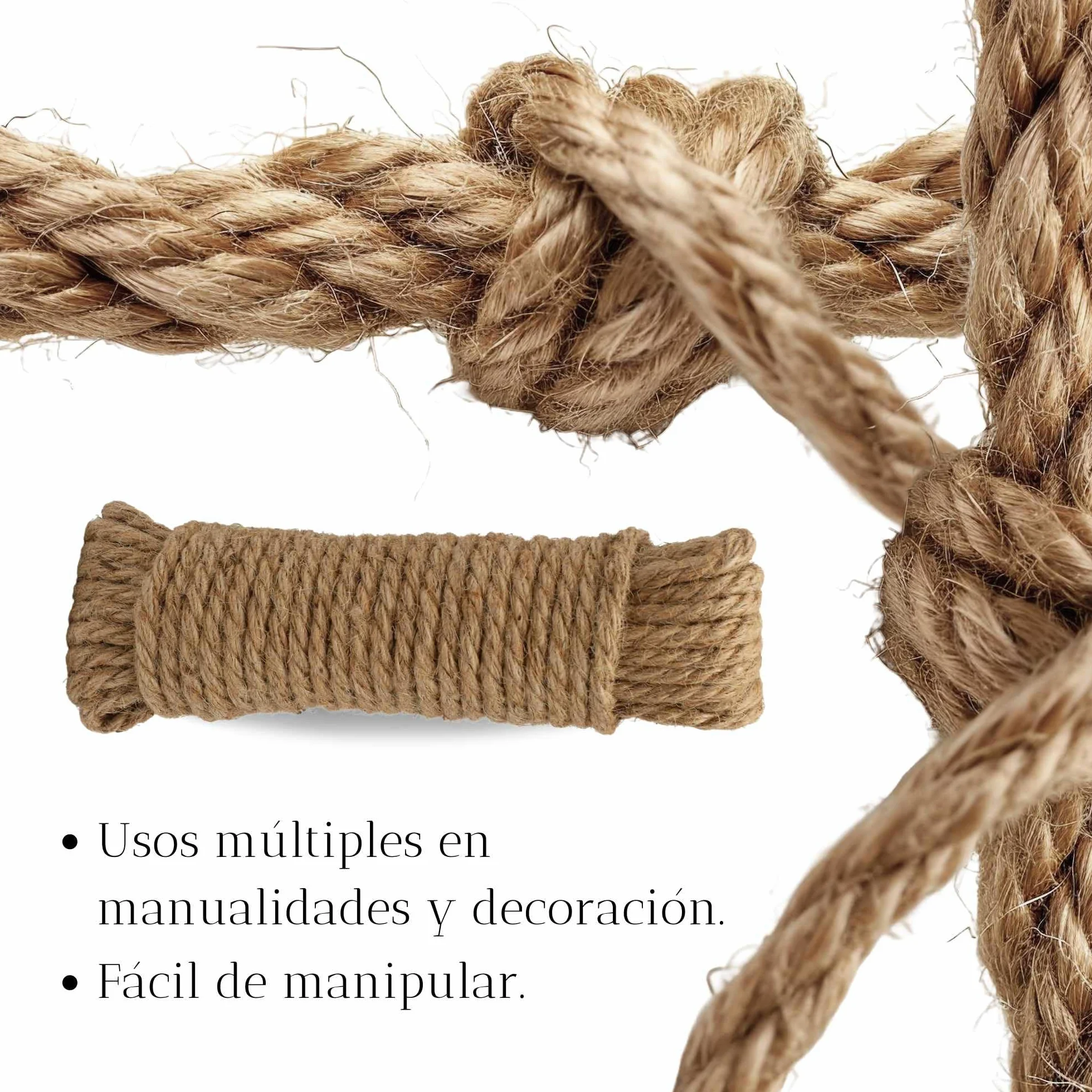 TECHZOCO Cuerda de cáñamo Natural, Rollo de Cordel Yute, Cordel cañamo, Cuerda para Bricolaje, Decoración de Muebles, Envoltura, Jardinería, Confección, Artesanía, 20 Metros de Largo x 10 mm Grosor