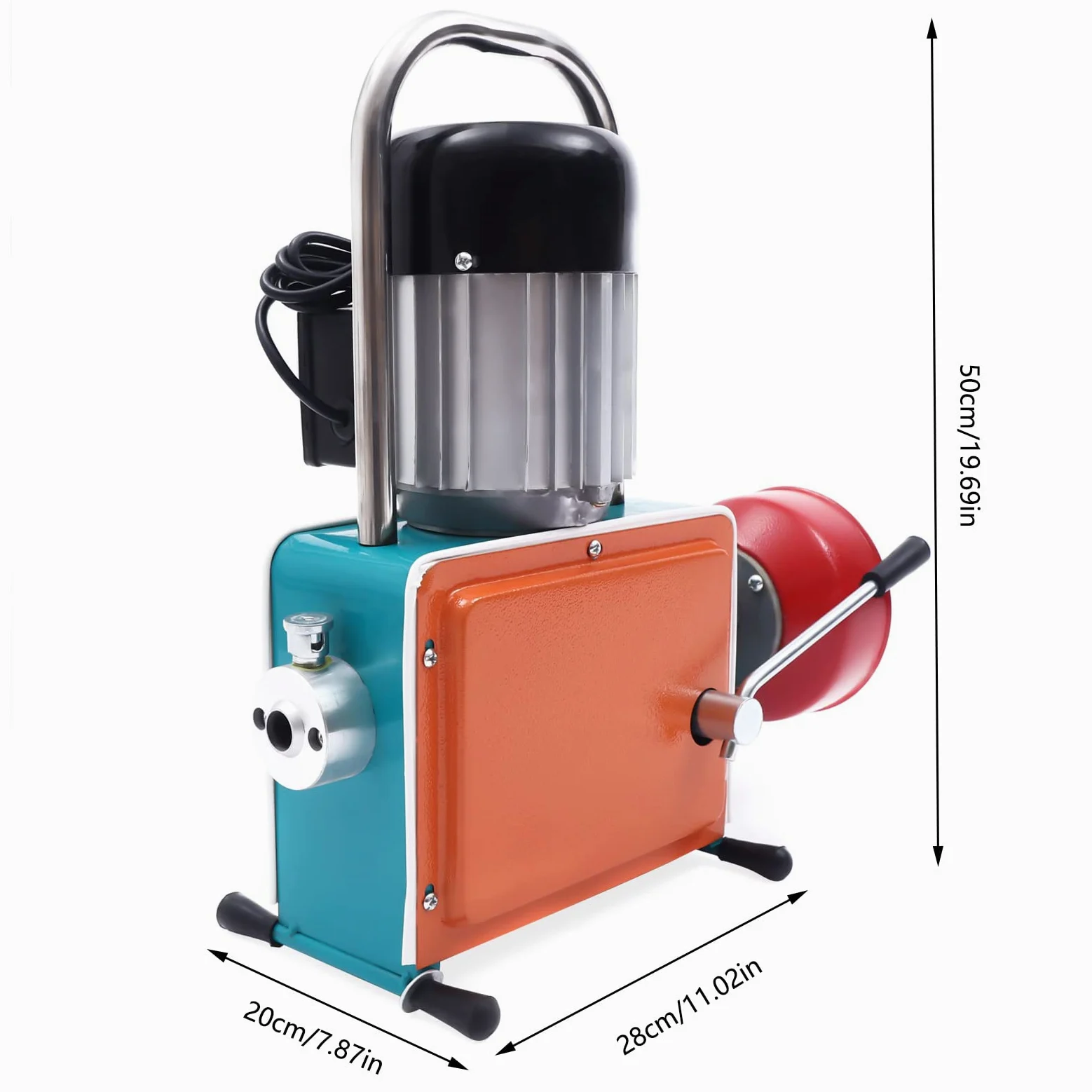 Limpiador de tuberías de 1000 W, motor de cobre y radiador de aluminio, elimina obstrucciones en inodoros/cocinas, espiral de 12 m para tubos de 20-150 mm