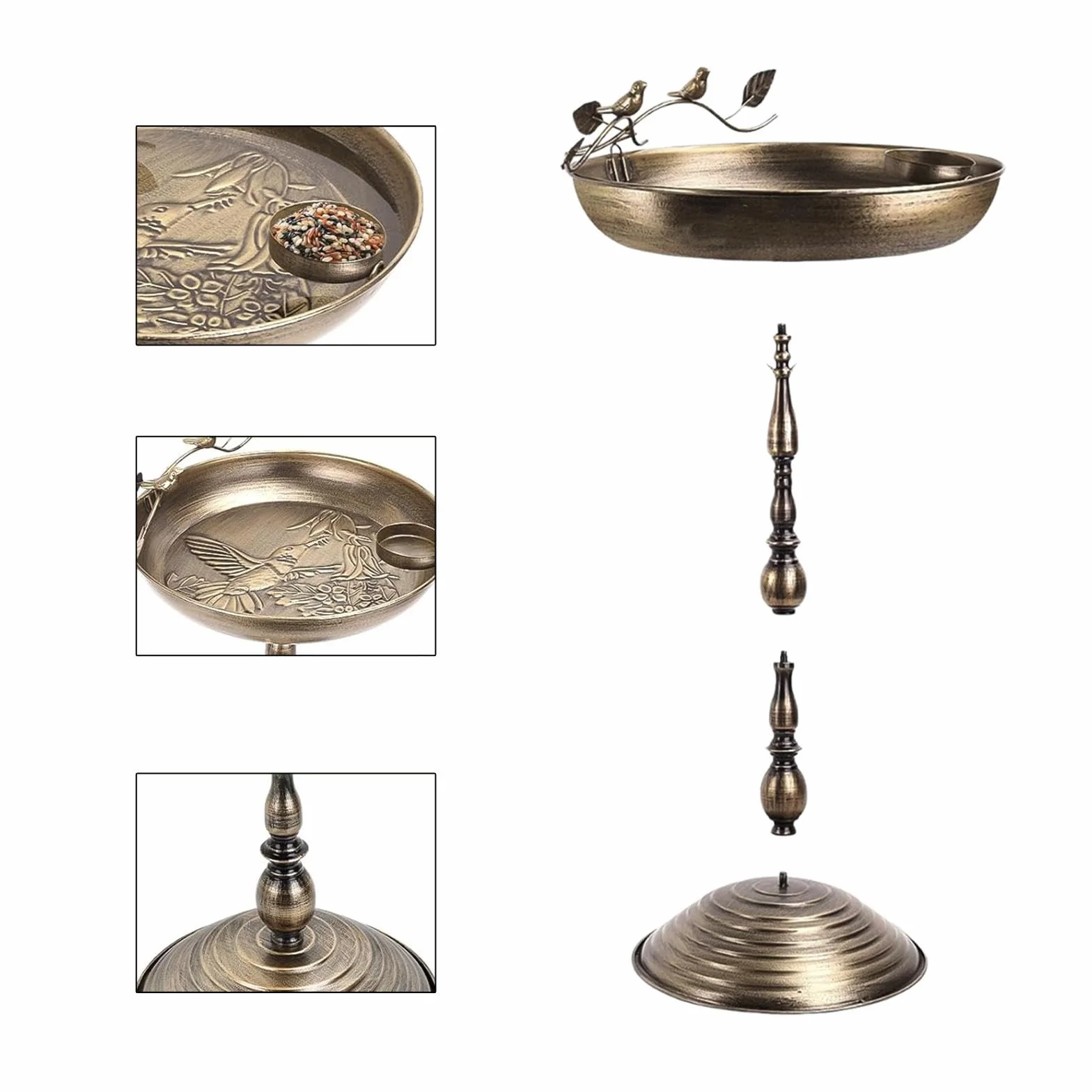 Gralara Bebedero para Pájaros, Comedero/Plato para Pájaros, 66 Cm (26 Pulgadas), Resistente, de Metal, para Decoración de Jardín.
