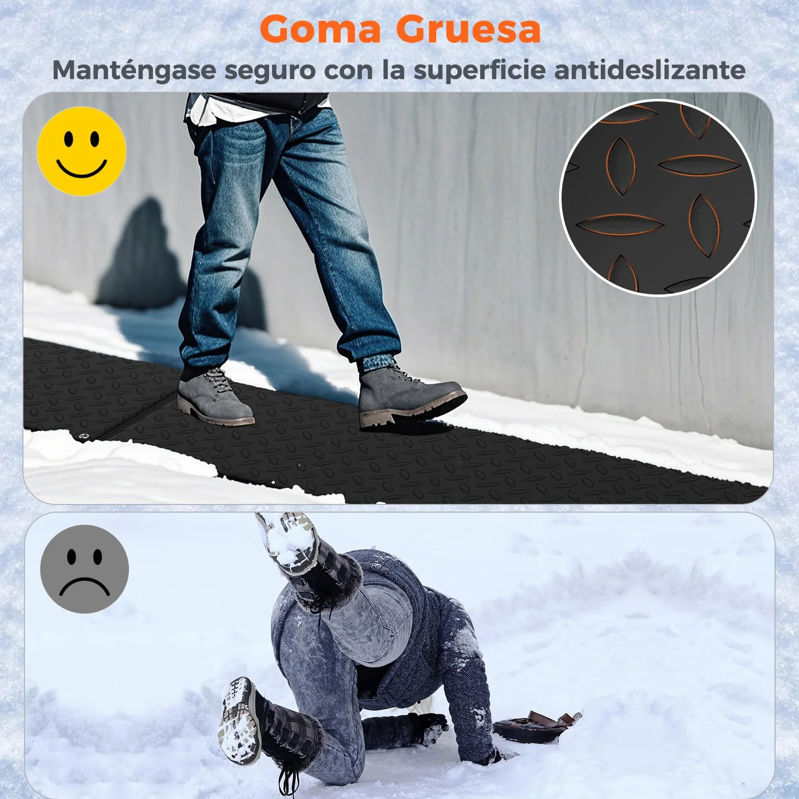 GOPLUS Alfombra Calefactora para Derretir Nieve, Alfombra de Goma Antideslizante con Derretimiento 5cm/h, Estera para Derretir Nieve y Hielo para Escaleras Entrada, 25x76CM (Sin Cable de Alimentación)