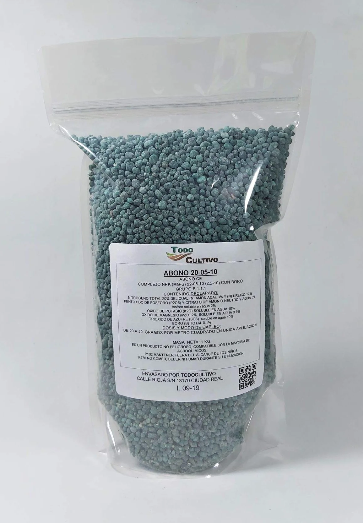 TODOCULTIVO Fertilizante NPK 20-05-10. 1 Kilo. Indicado para el Uso en frutales de Hueso y Frutos de cascara como Almendro, Pistacho, Olivo, avellano y Nogal.