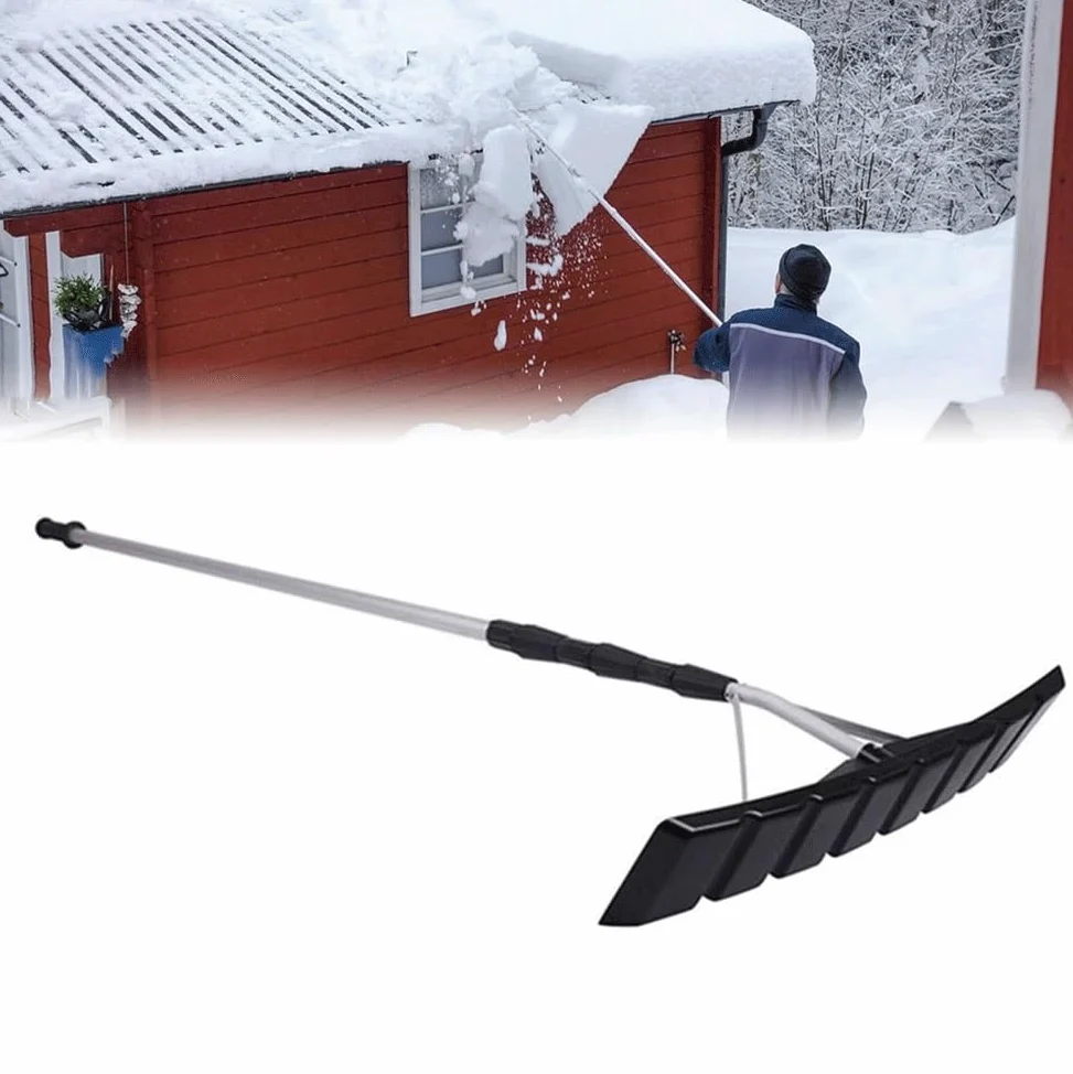 Rastrillo de nieve para techo con poste de 21 pies, rascador ligero para represas de hielo, elimina la nieve y los desechos de techos inclinados, rancho, coche, casa