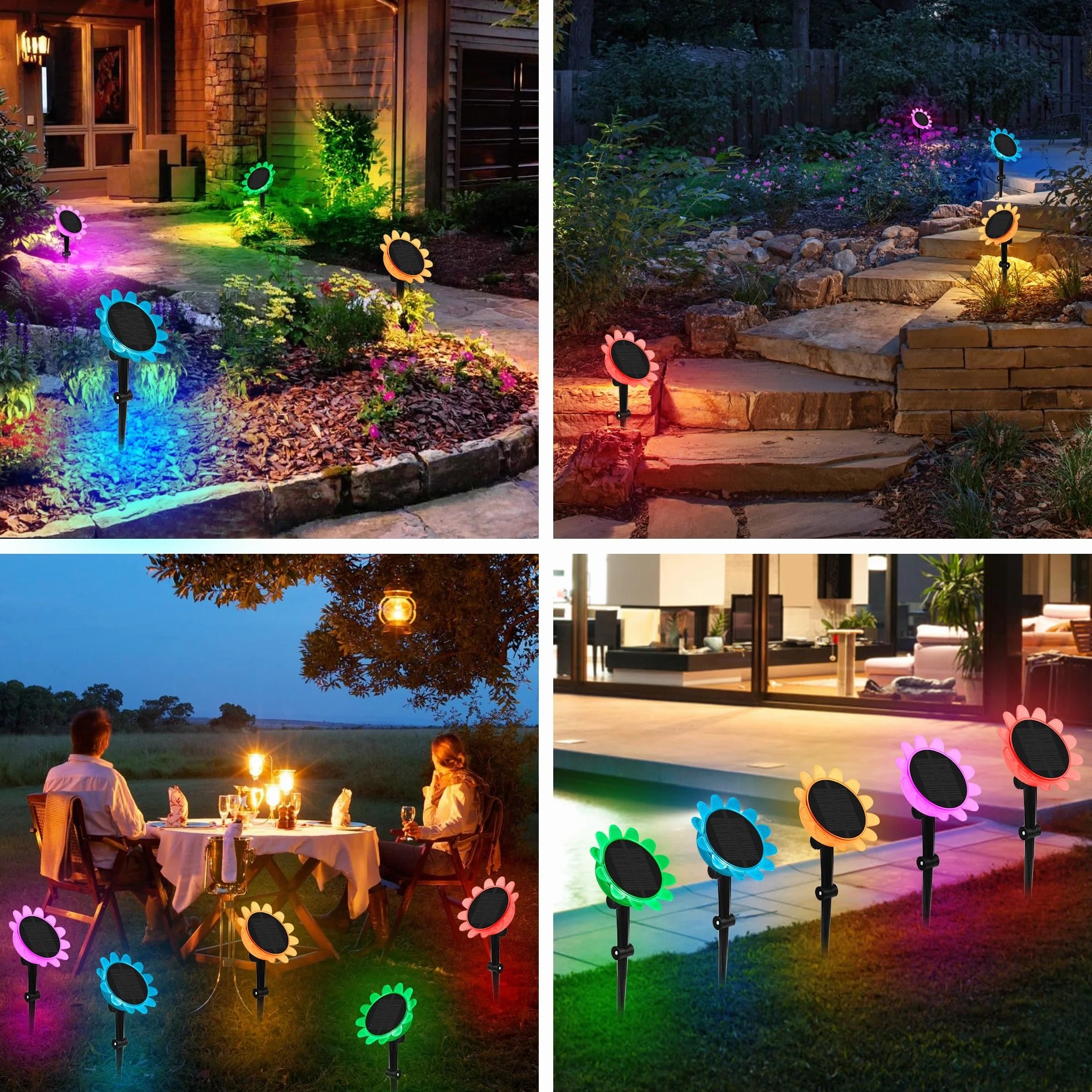 Luz Solar Flotante LED RGB Impermeable 2 Piezas para Piscina y Jardín con Inserción de Tierra - Decoración Subacuática Moderna