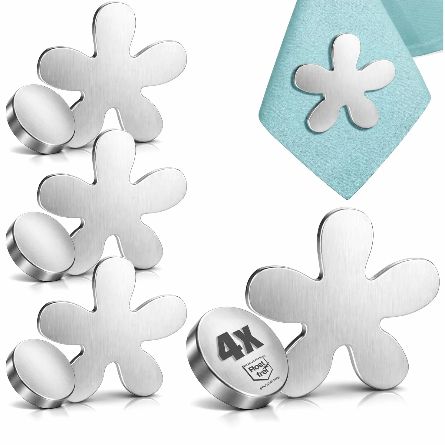 com-four® 4X Pesos Mantel magnéticos Acero Inoxidable - Pinzas Pesadas con imán - Clips sujeción Mesa