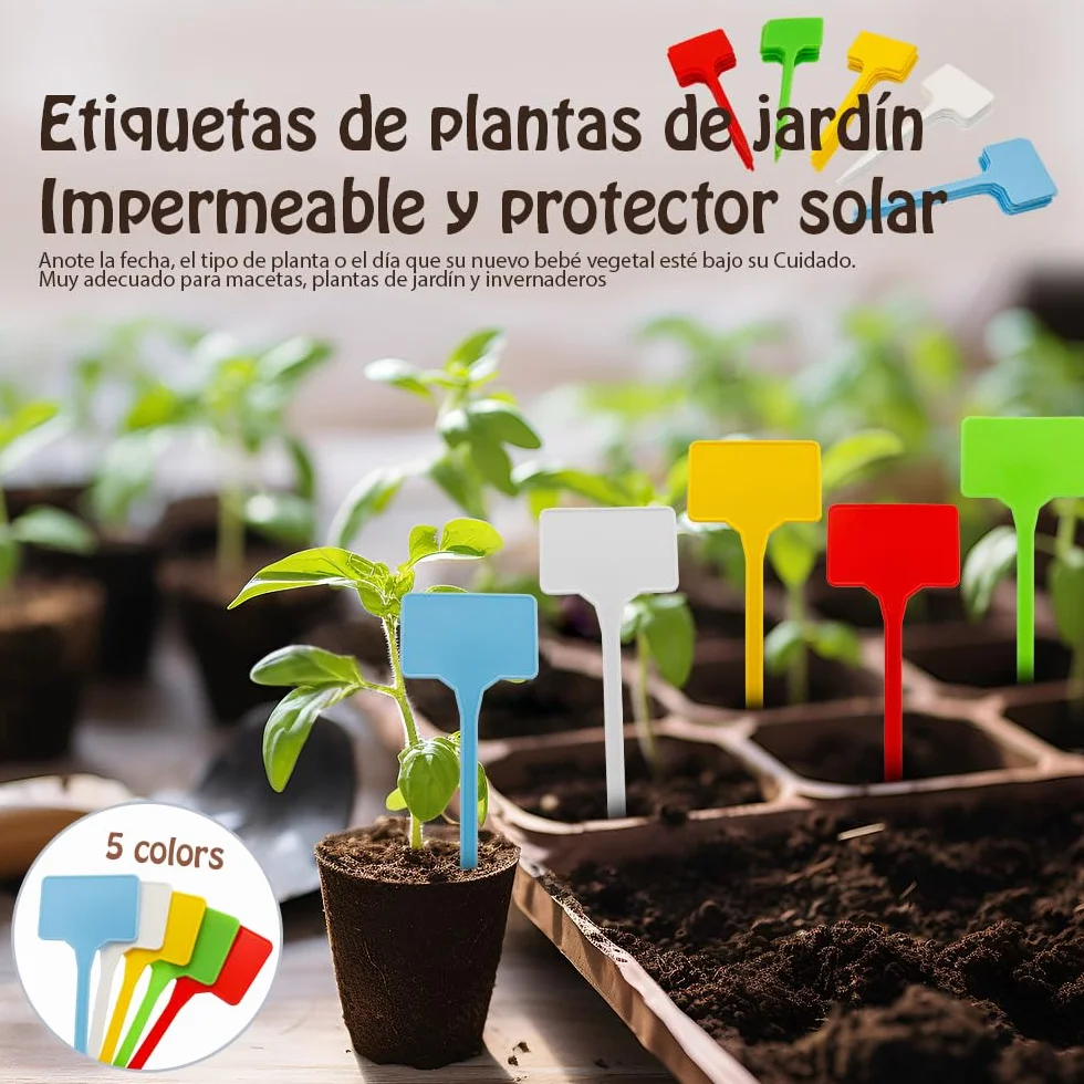 50 Piezas Etiquetas Plantas de Plástico Impermeable, Reutilizable Etiquetas Forma T, Marcadores Plantas para Jardín, Plantas en Maceta, Accesorios de Efecto Invernadero