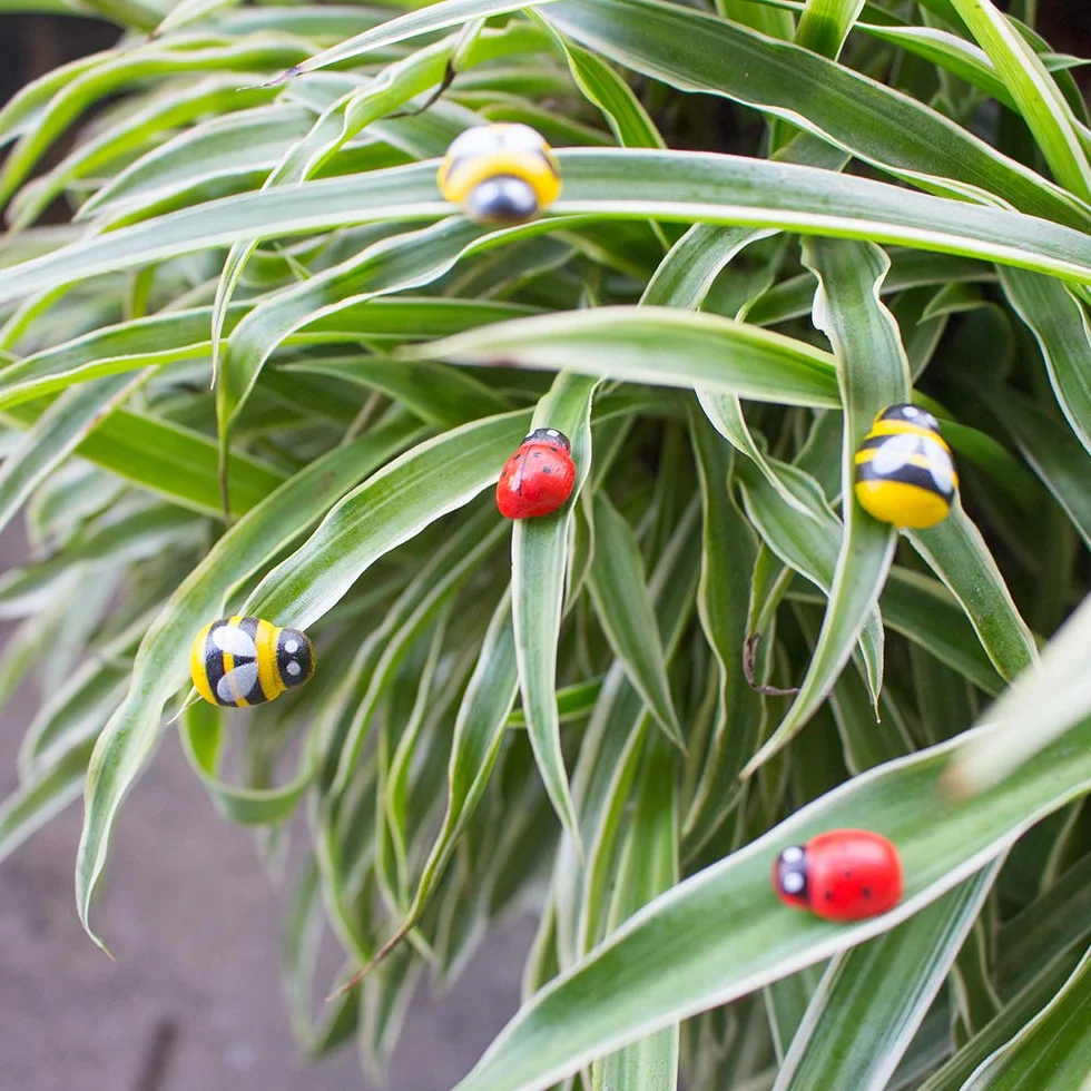SNAILGARDEN Juego de 60 Estacas de Mariposas de Jardín, Mariposas, Libélulas, Adornos de Mariquita en Palos, para Decoración de Patio, Fiesta, Césped