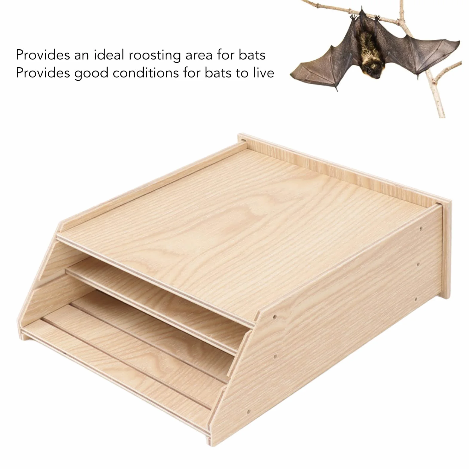 Casa de Madera para Murciélagos, Casa para Murciélagos para Exteriores, Suministros para Murciélagos con 2 Cámaras, Refugio para Murciélagos Al Aire Libre para Jardín