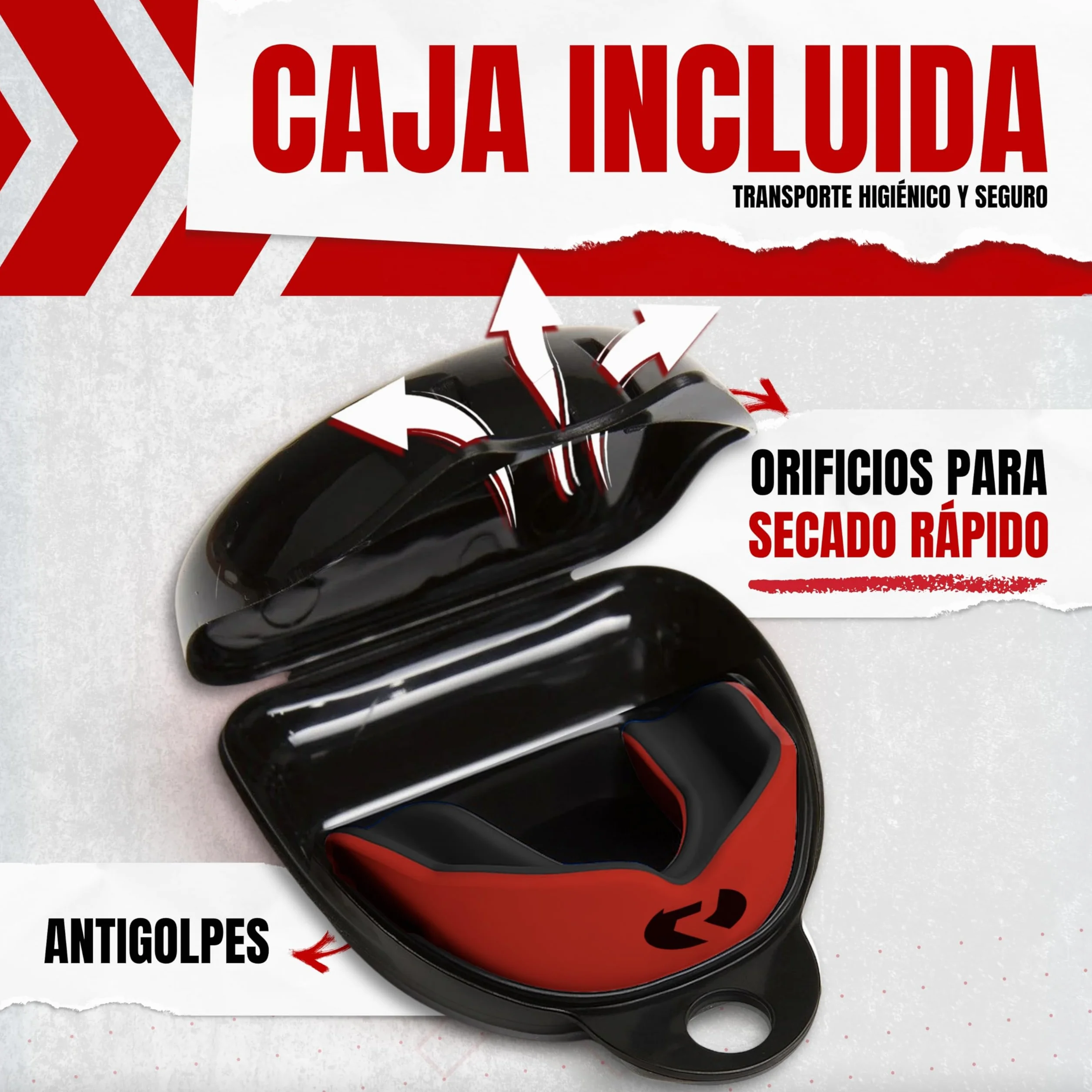 Protector Bucal Rugby Dual Gel Termo Moldeable Talla Adultos Niños Protección Dental Avanzada Rojo Negro Senior