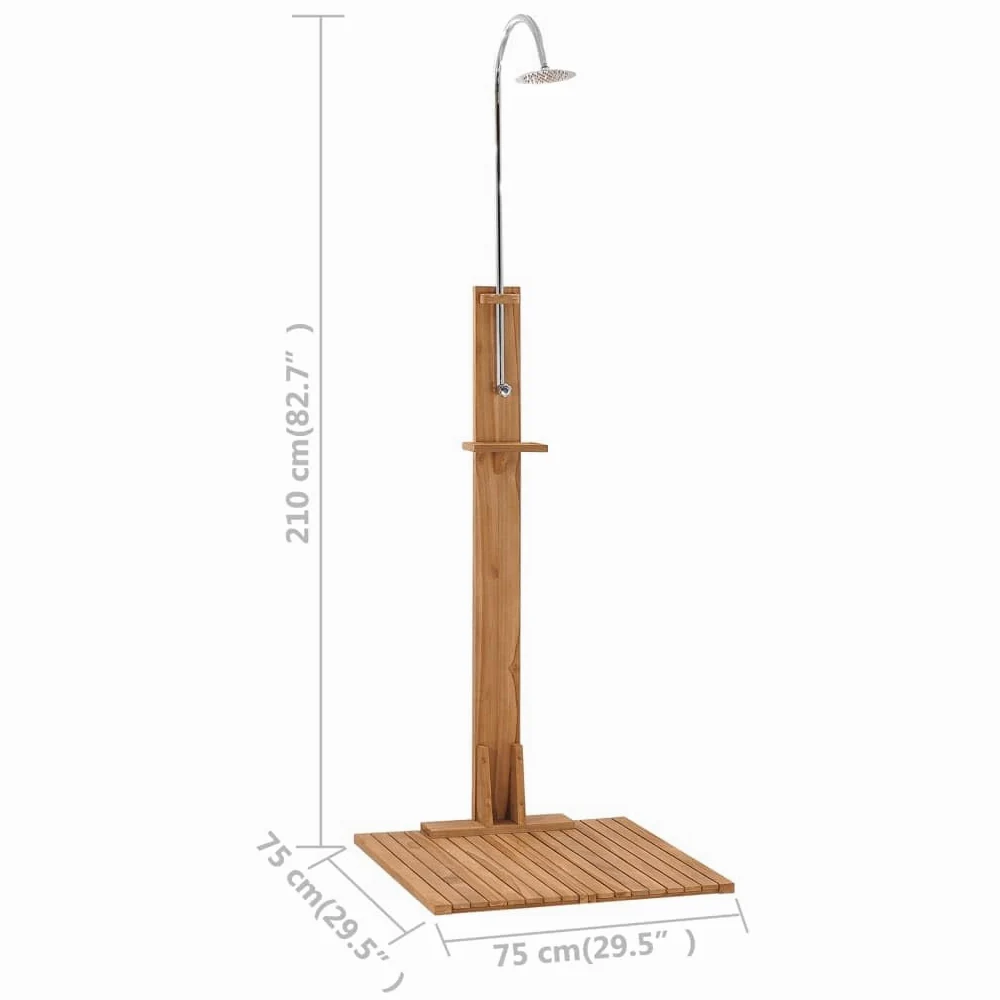 VidaXL Ducha de jardín 75x75x210 cm Madera de teca sólida