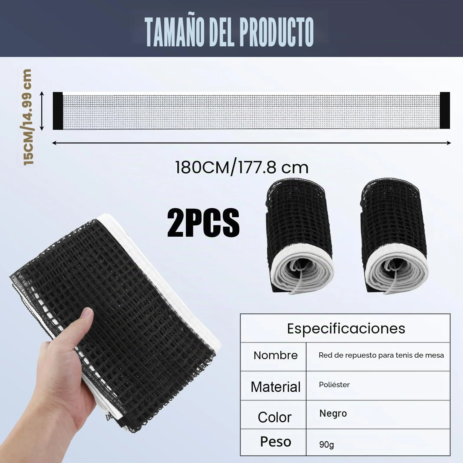 Red de Reemplazo de Tenis de Mesa Portátil Durable 2 PCS Universal para Mesas de Juego