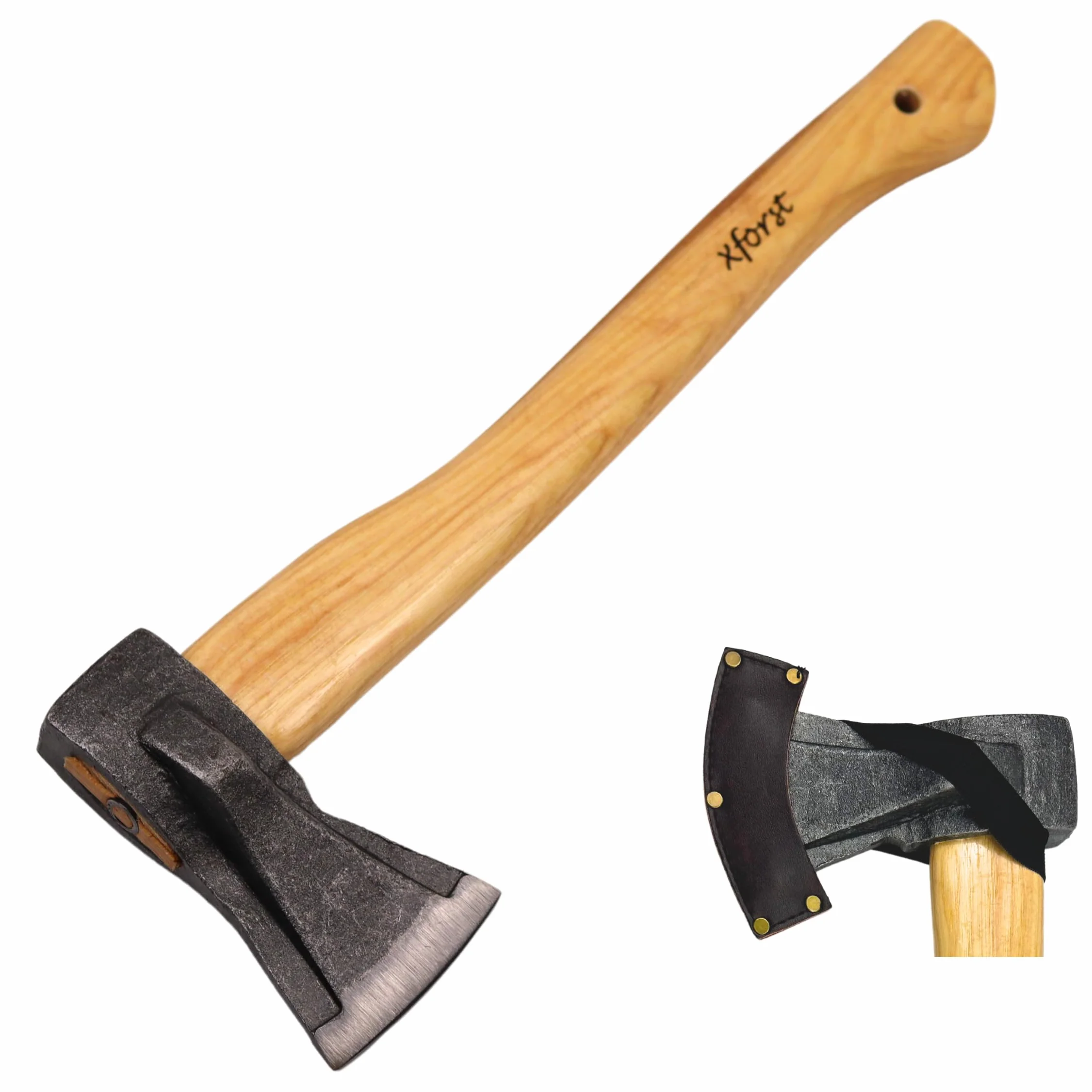 Hacha Xforst de Mano Con Mango de Madera y Hoja de Acero Al Carbono - Universal para Camping y Estilo Vikingo