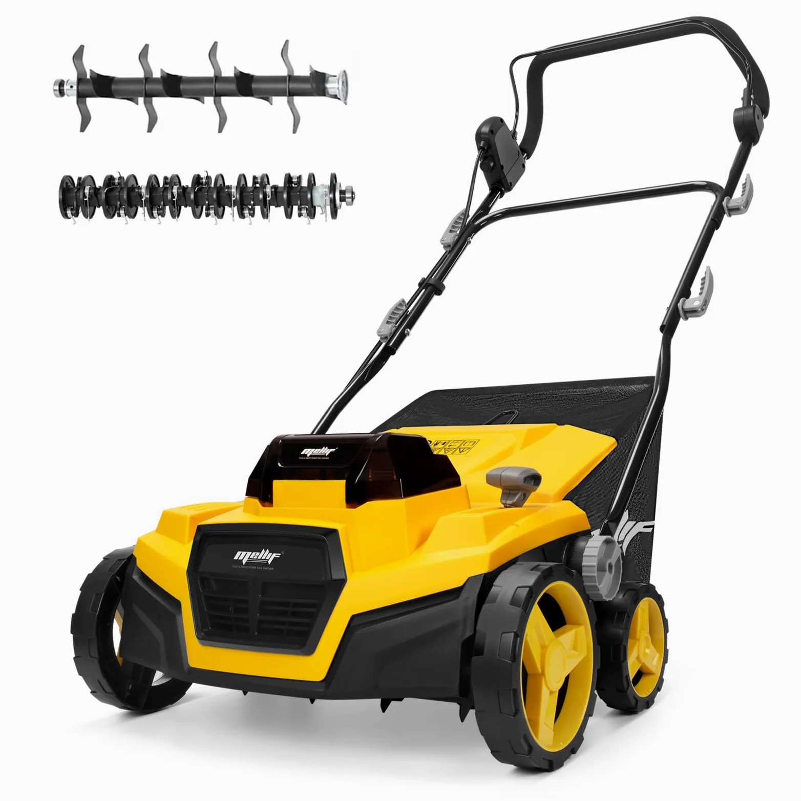 Dethatcher y escarificador eléctrico inalámbrico de 40 V, 38 cm, sin escobillas, compatible con batería Dewalt 20 V MAX (solo herramienta), con bolsa de recogida de paja de 12 galones, ajuste