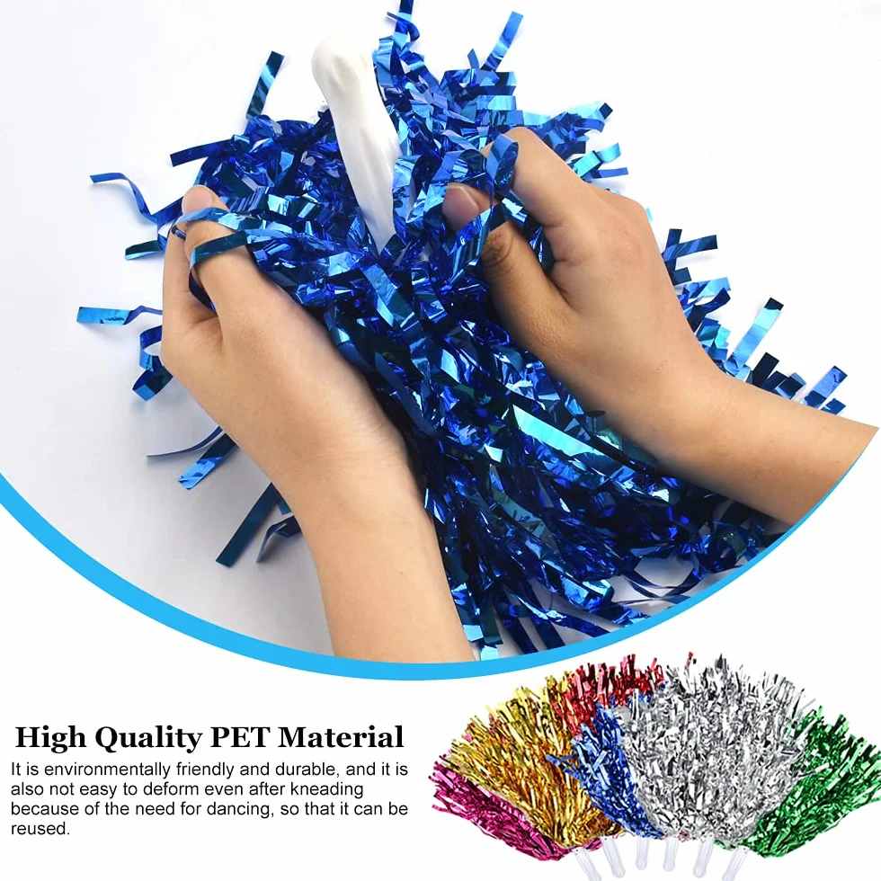 RECHCIGA pompones metálicos brillantes para animadoras, 6 colores