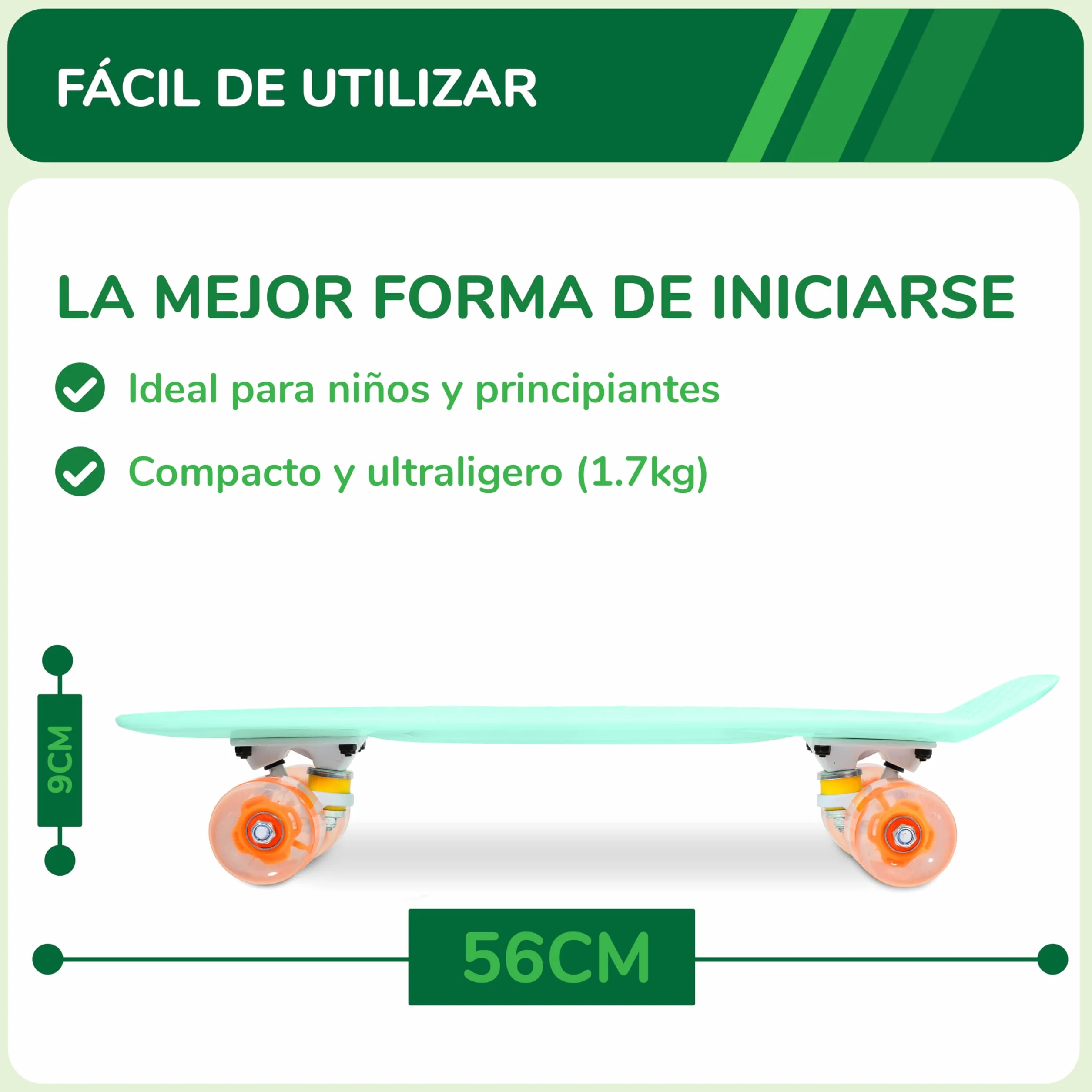 Sawyer Bikes Monopatin Skateboard con Ruedas LED para Niños y Adolescentes