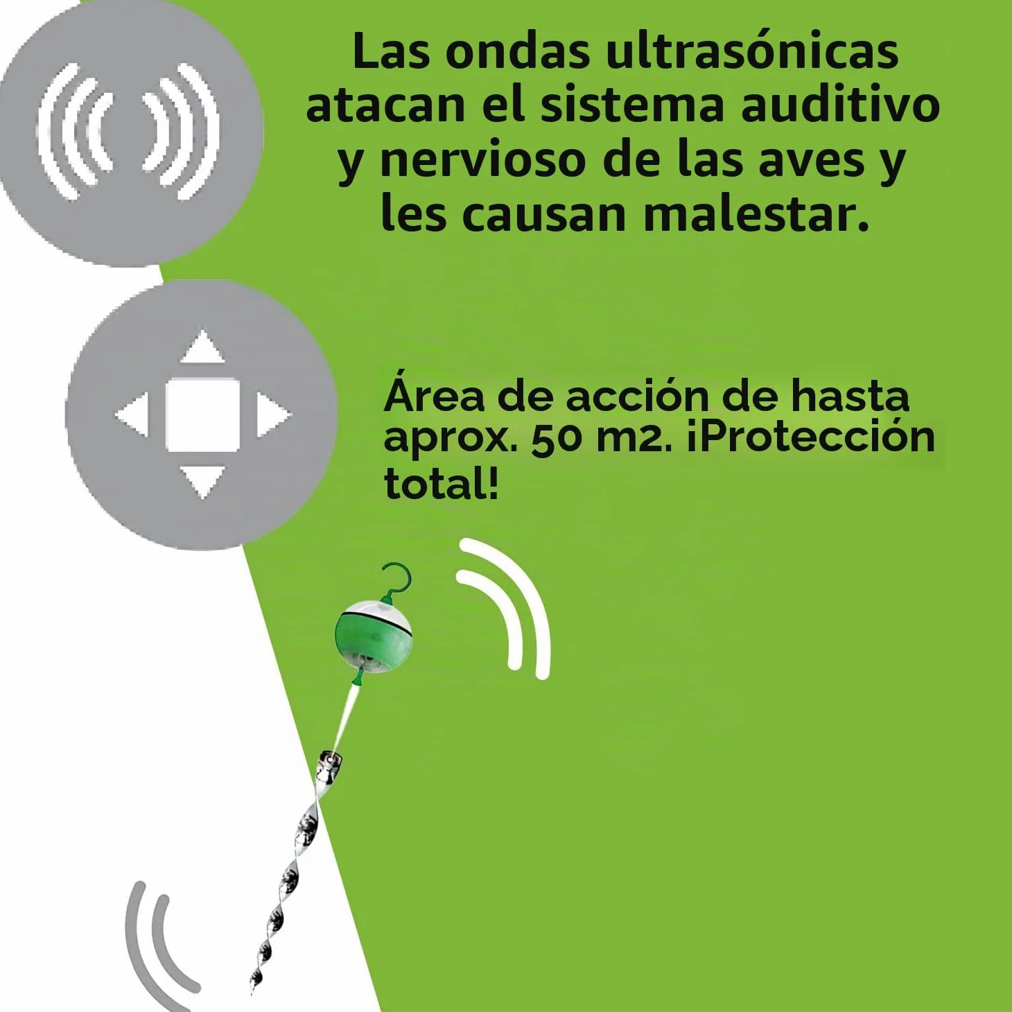 ISOTRONIC Repelente Solar para Aves con acción 4 en 1: Movimiento, ultrasonido, luz Azul y reflectores Plateados. Ahuyentador de Aves y Palomas para balcón y jardín (4 Unidades).