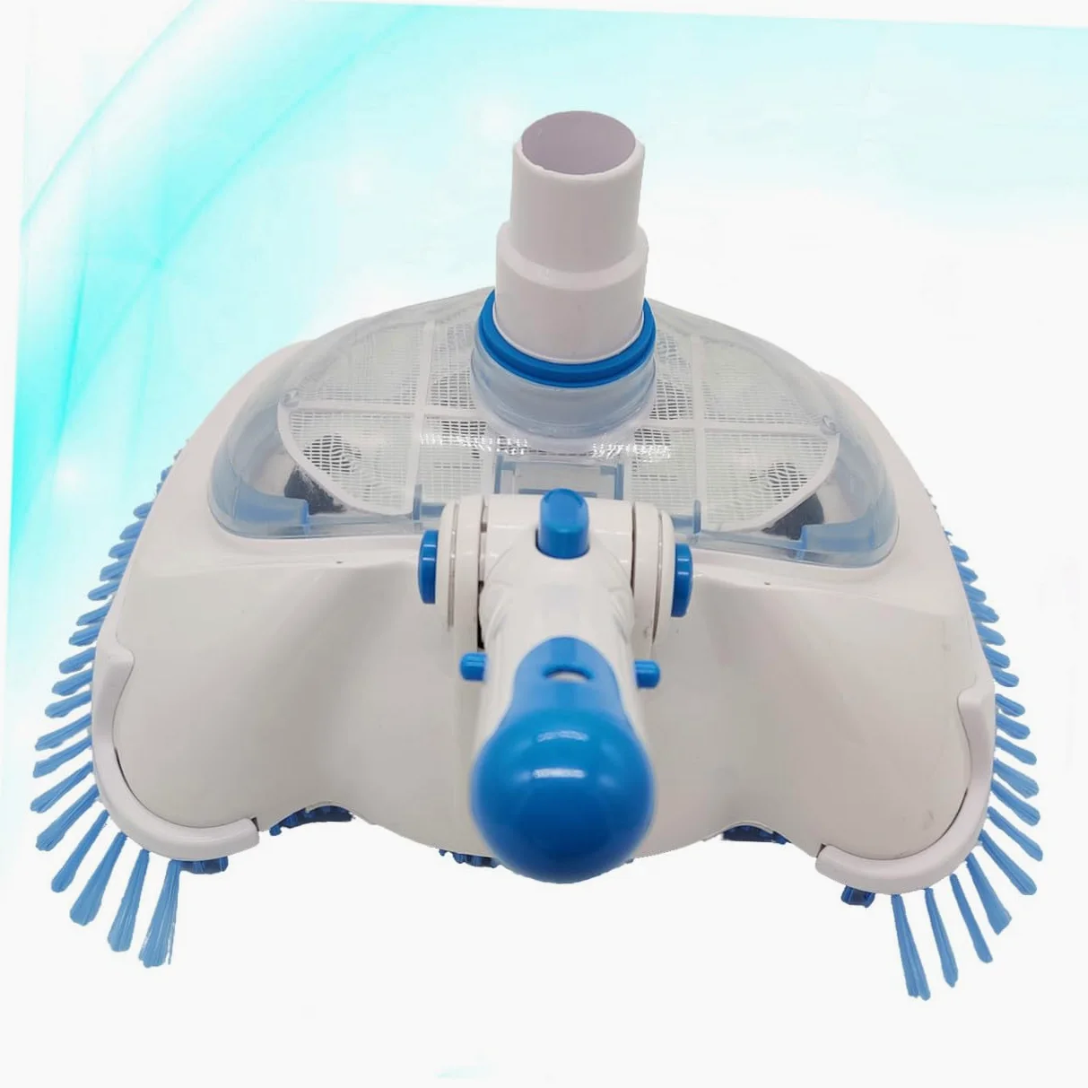 Cabezal de Aspiradora para Piscina con Cepillo de Cerdas Angulares y Cubierta Transparente Herramienta de Limpieza para Fondo y Paredes Compatible con Varilla Telescópica para