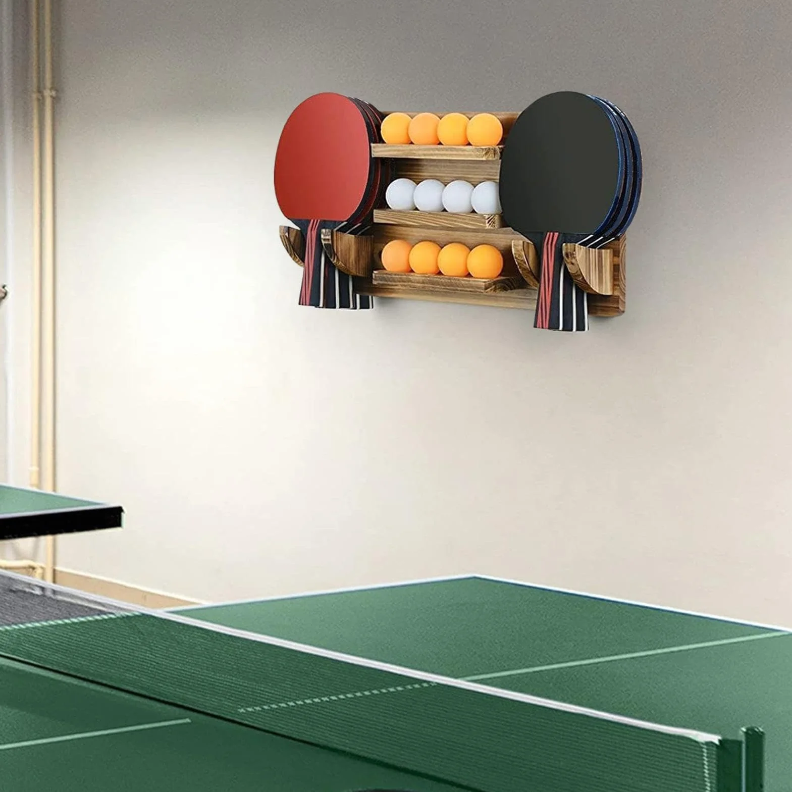 Soporte de Exhibición para Raquetas de Tenis de Mesa para 6 Raquetas y 12 Pelotas