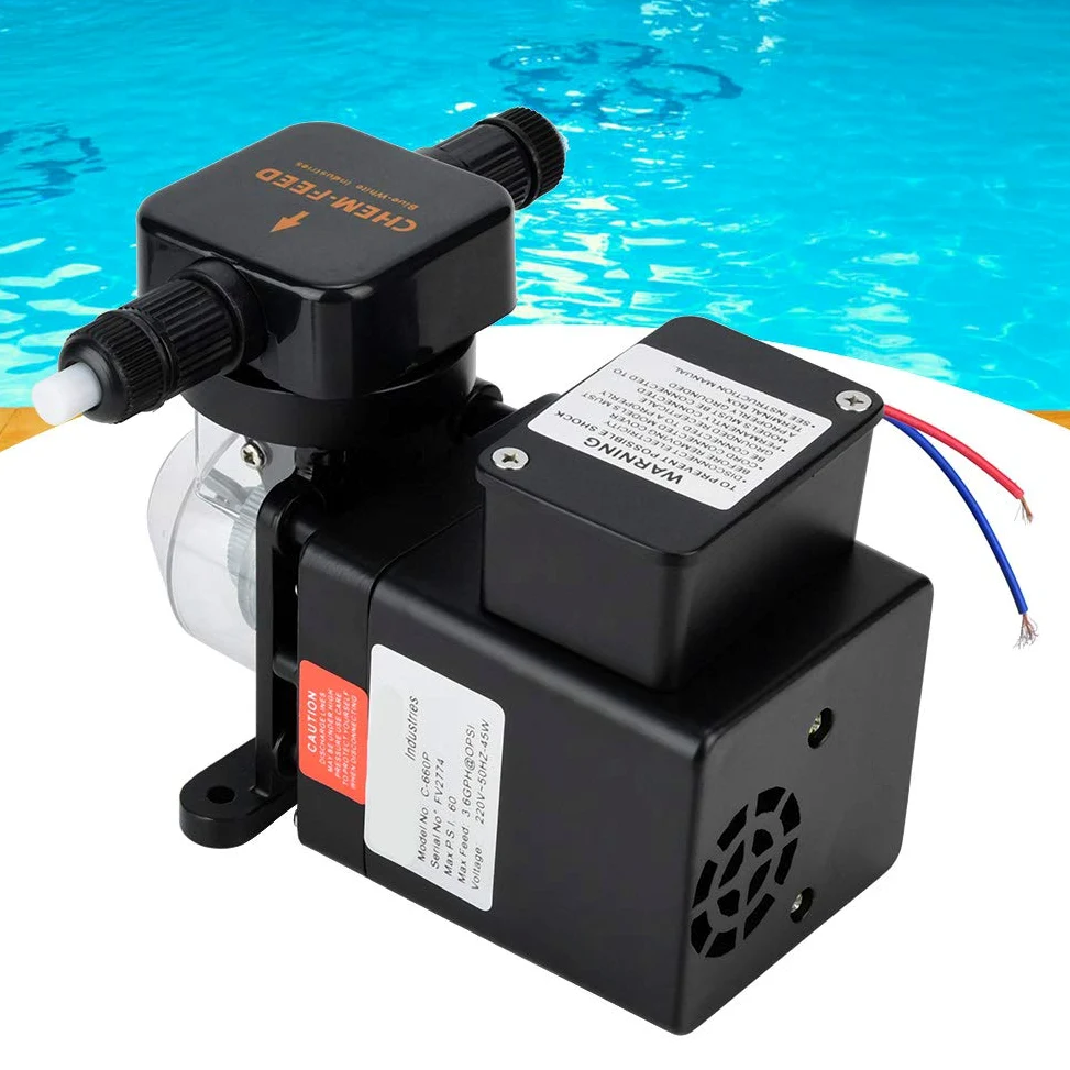 Bomba de Dosificación de Piscina Automática, Equipo de Desinfección Química para Piscina, Salida de 516GDP, Presión de 125 PSi, Regulación de Accidente Cerebrovascular Ajustable