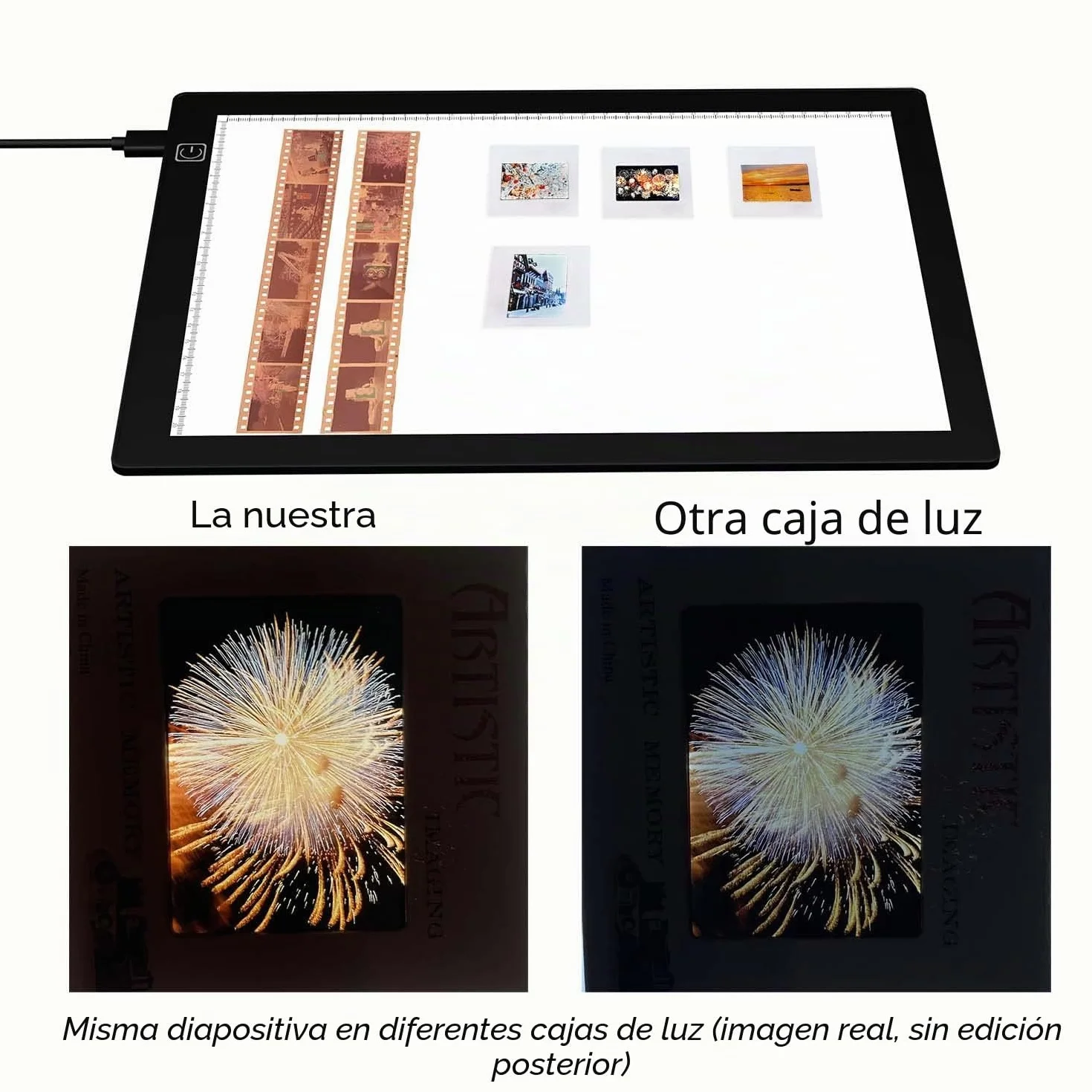 Escáner de Negativos y Diapositivas Portátil Ultradelgado Mesa de Luz 5600K Regulable 30,4 x 21 cm
